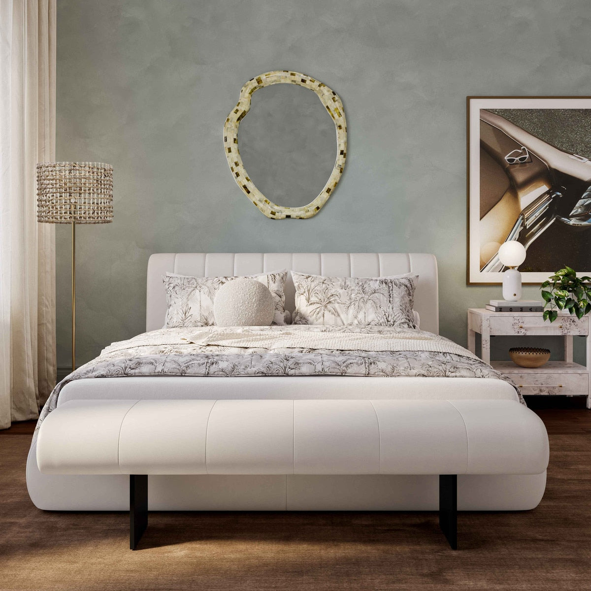 Banc en cuir vegan Karol Cream Performance