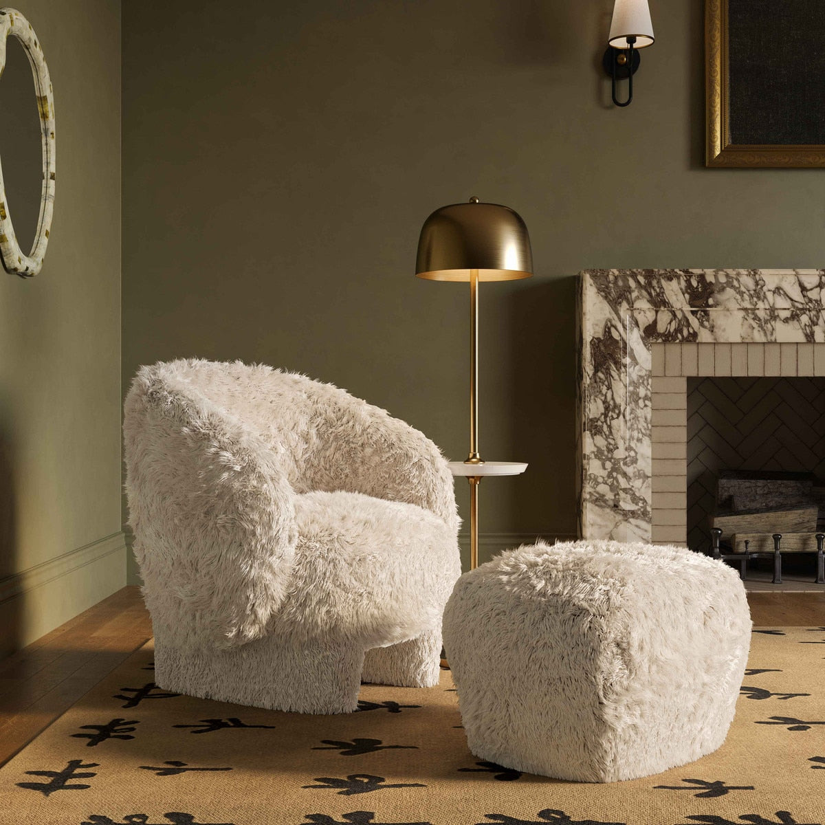 Pouf Britt en peau de mouton végétalienne