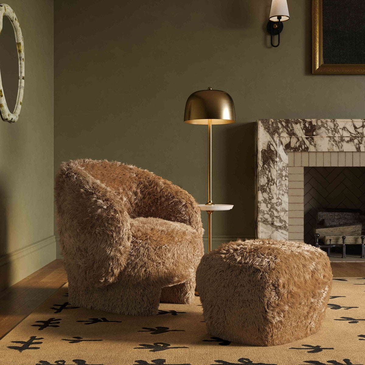 Pouf Britt en peau de mouton végétalienne