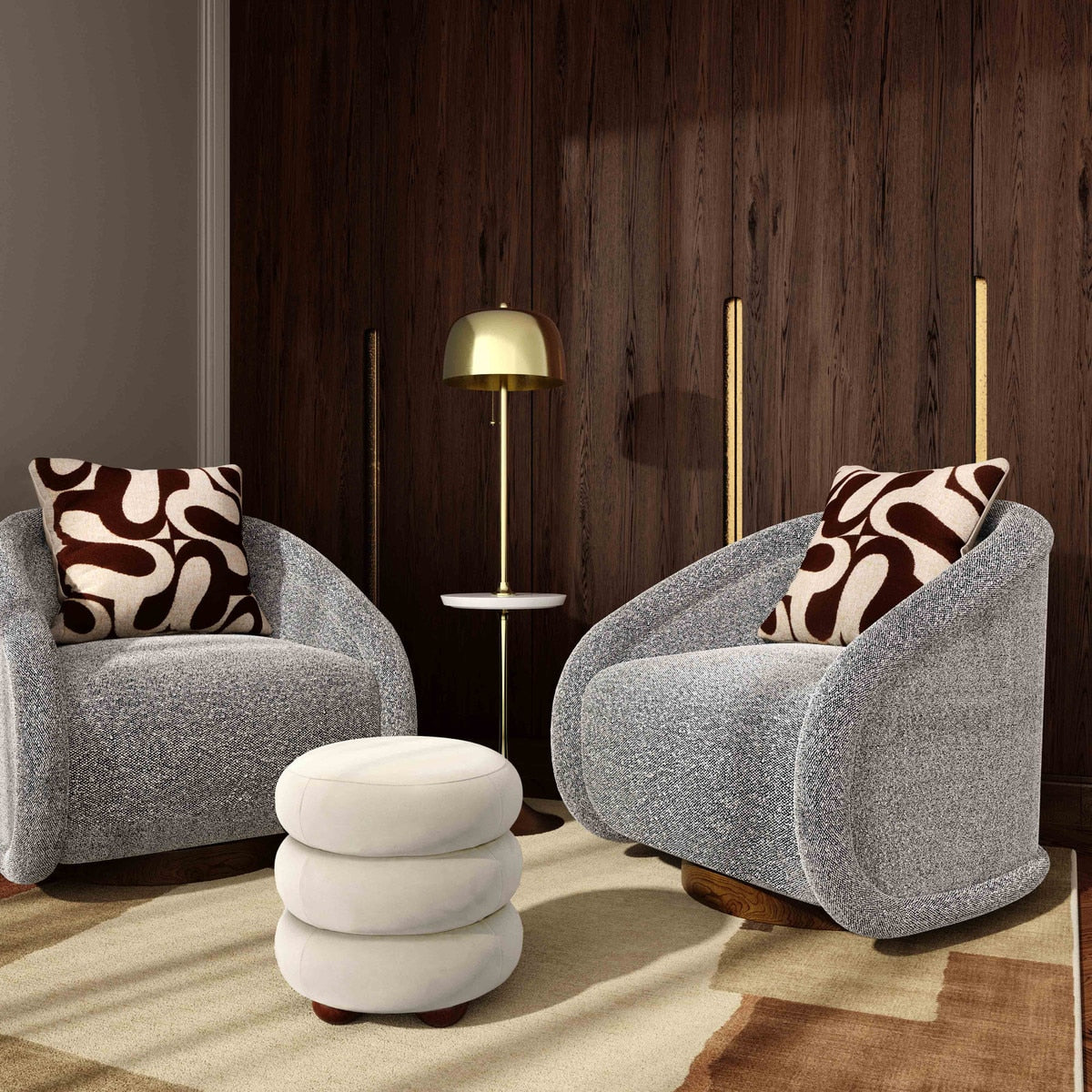 Pouf en velours Stefanie