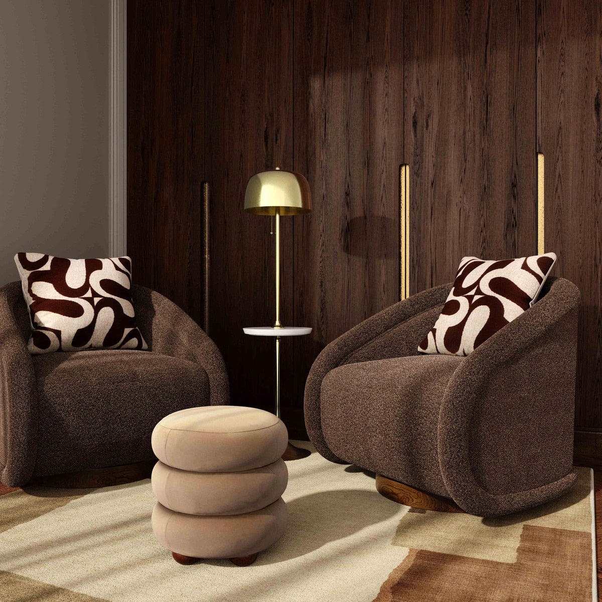Pouf en velours Stefanie
