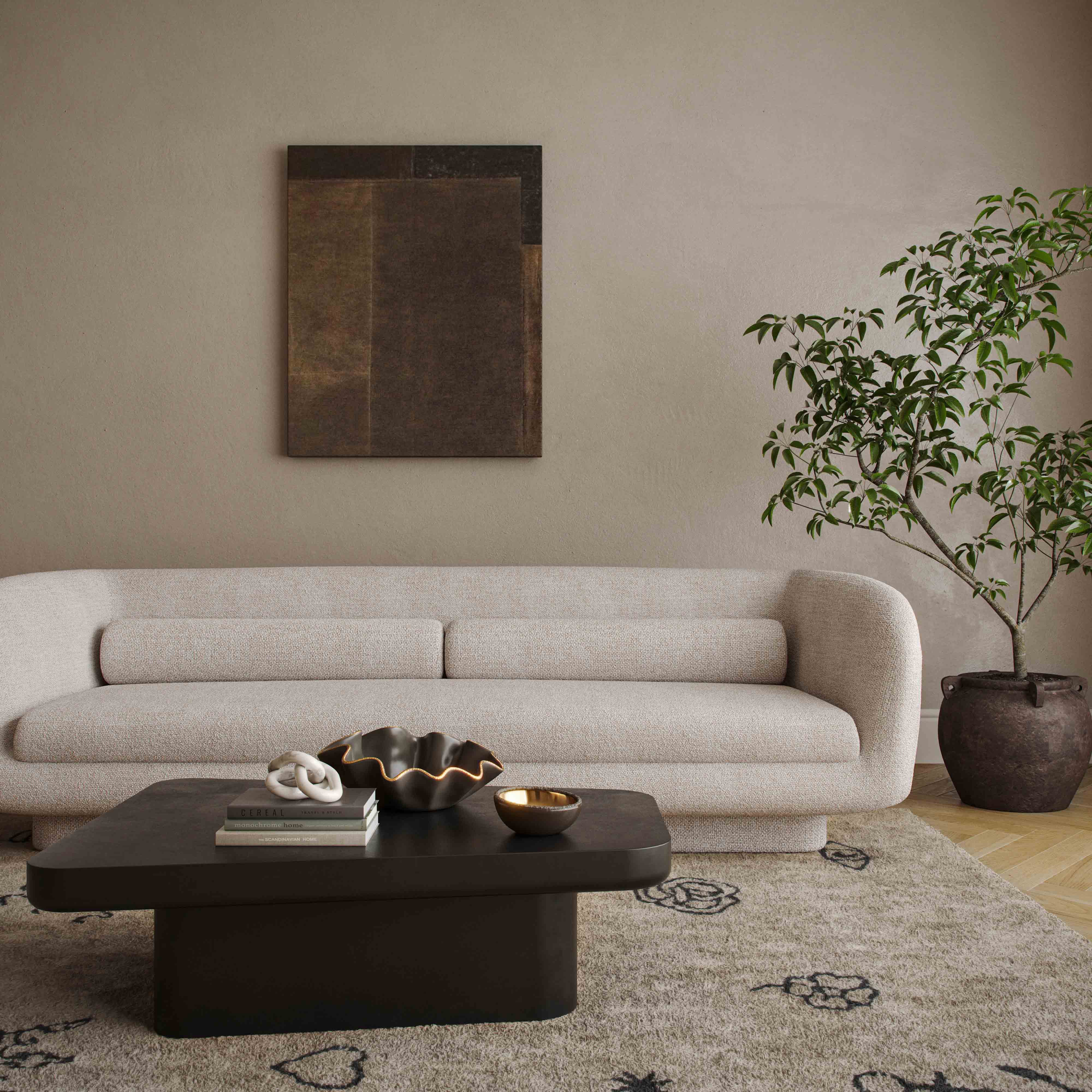 Simone 96" Cream Performance Boucle Sofa