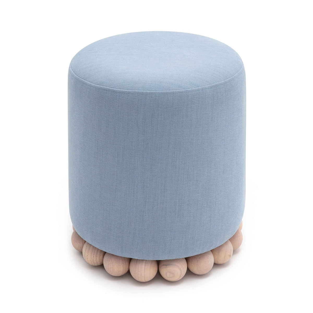 Pouf en tissu recyclé bleu délavé Dex
