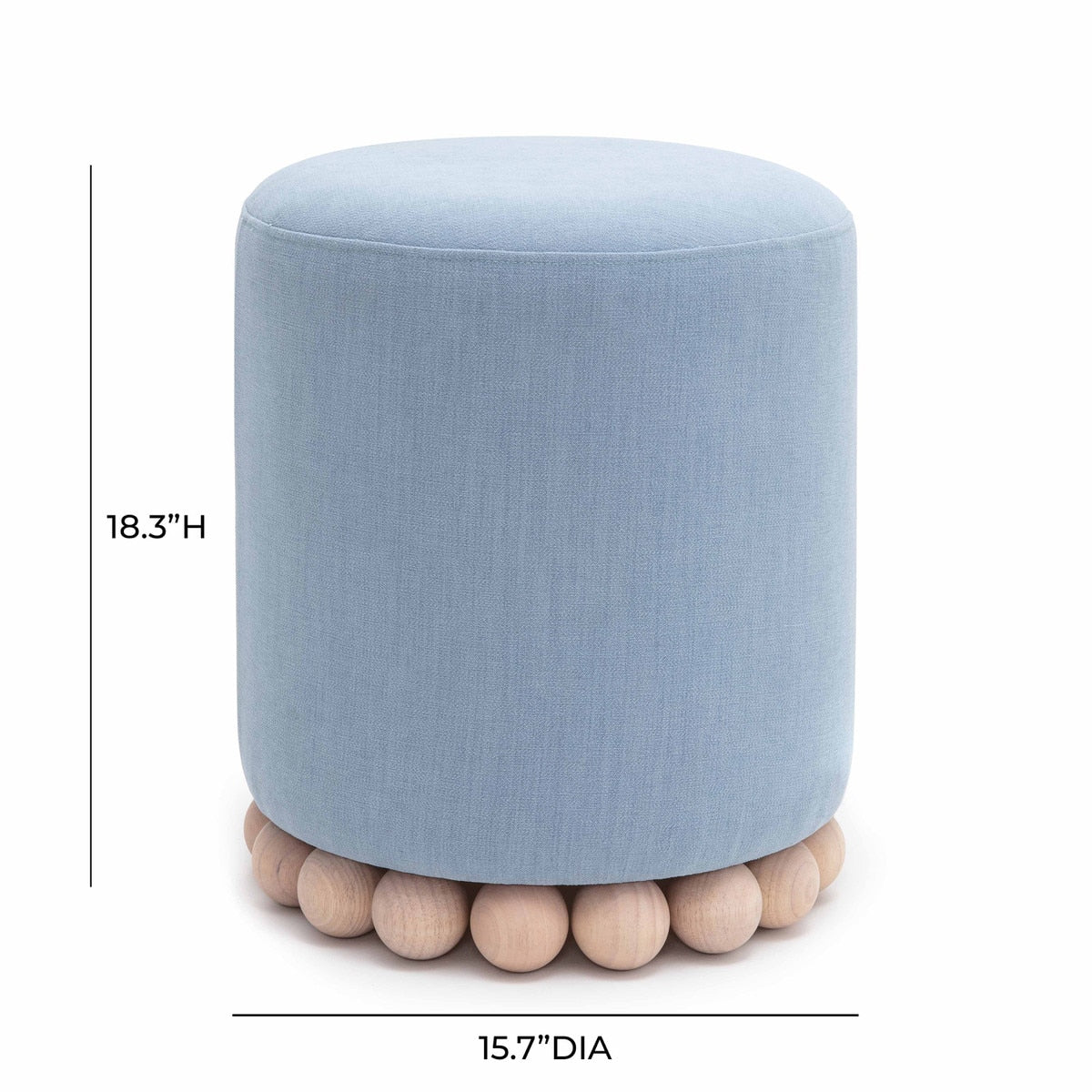 Pouf en tissu recyclé bleu délavé Dex