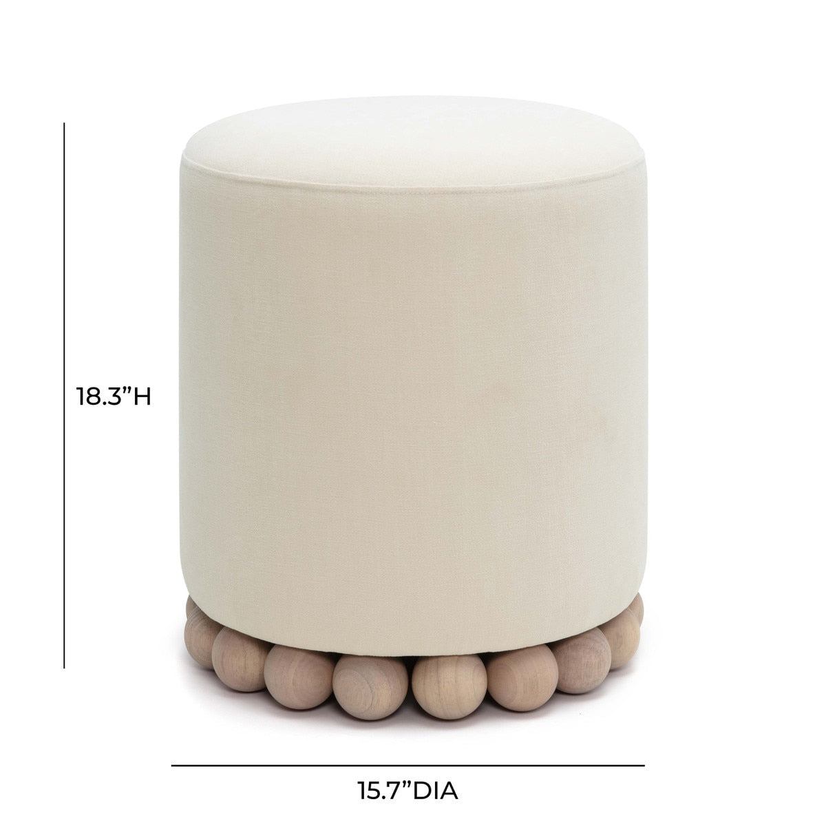 Pouf en tissu recyclé Dex Cream