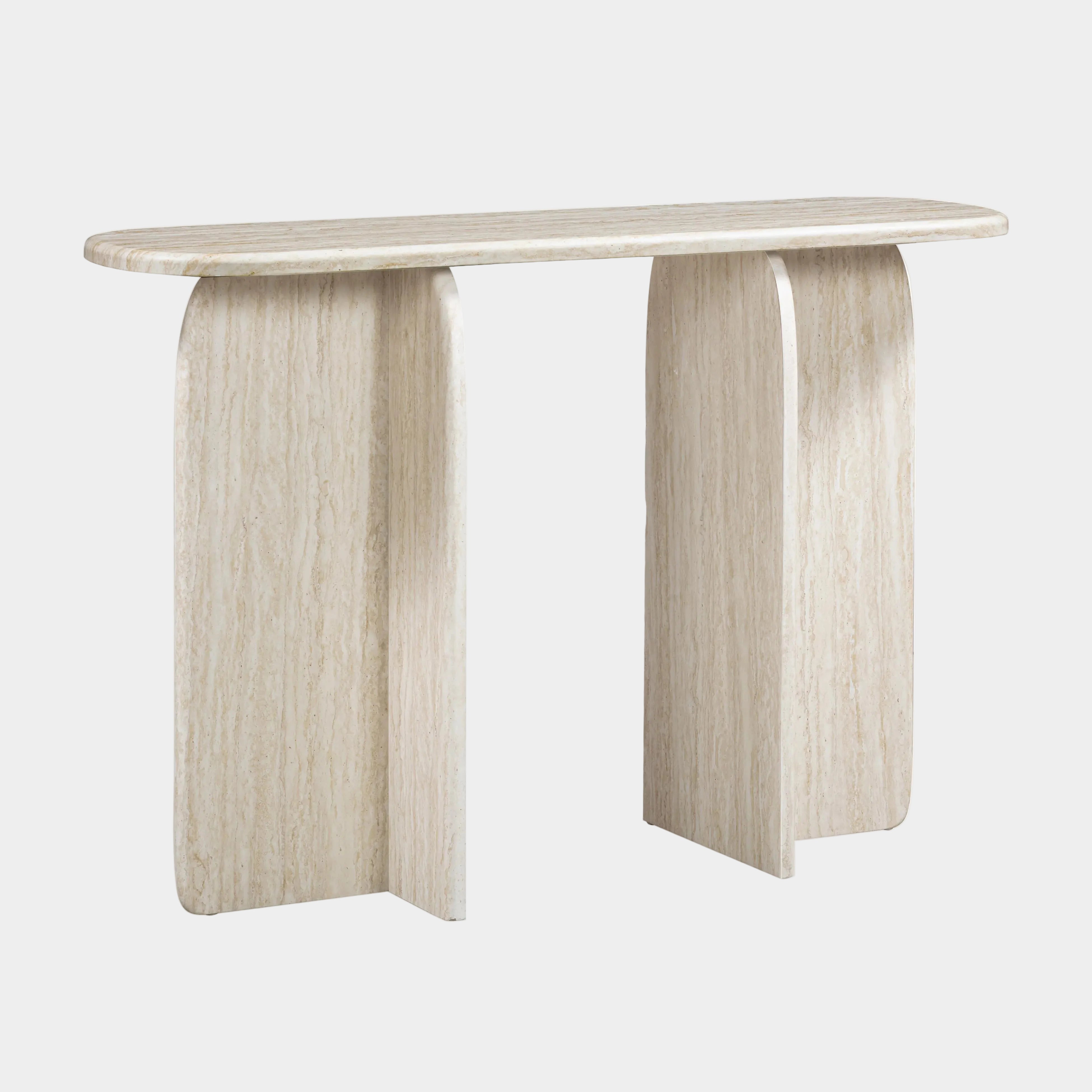 Clementine 48" Faux Travertine Console Table