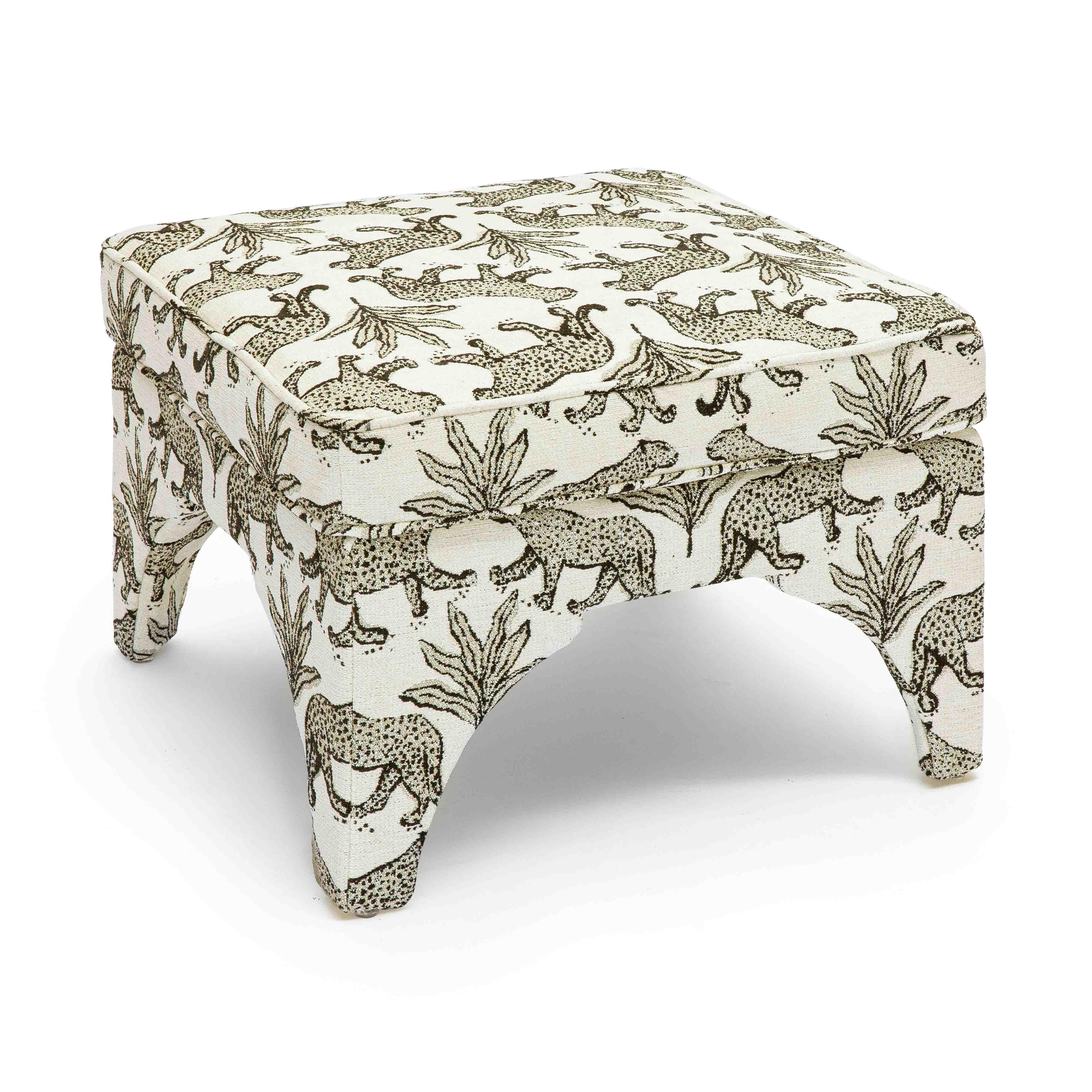 Raji Leopard Performance Jacquard Ottoman