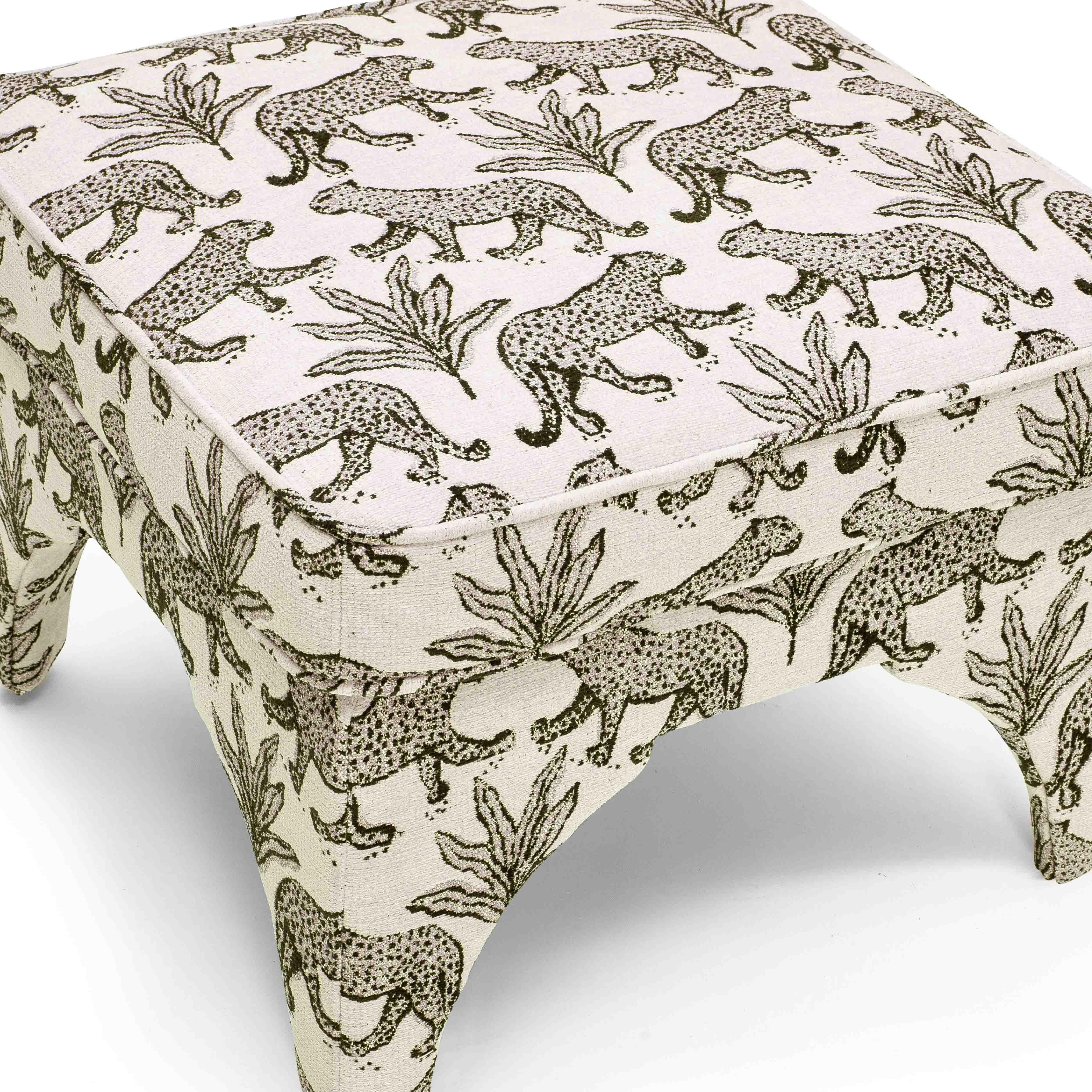 Raji Leopard Performance Jacquard Ottoman