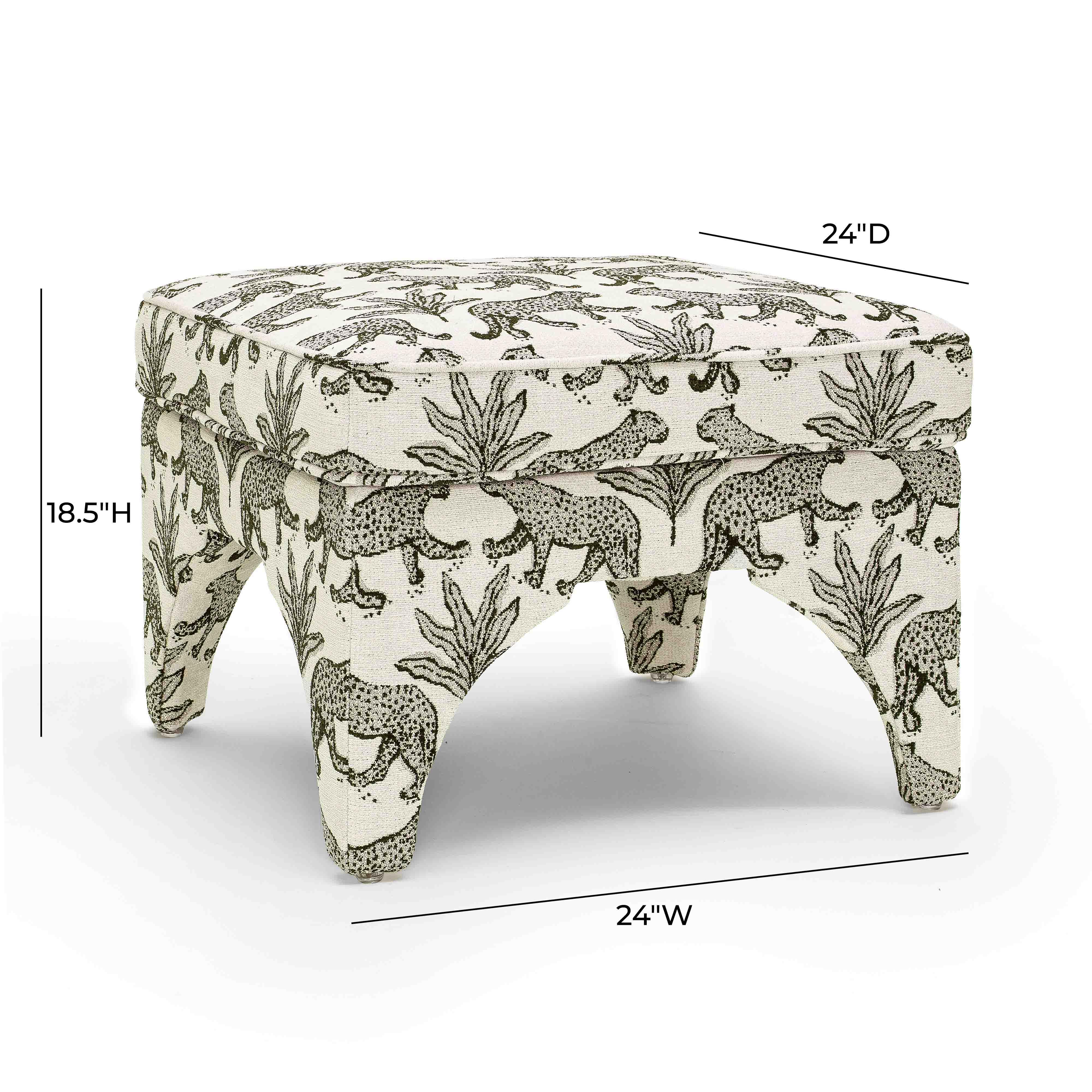 Raji Leopard Performance Jacquard Ottoman