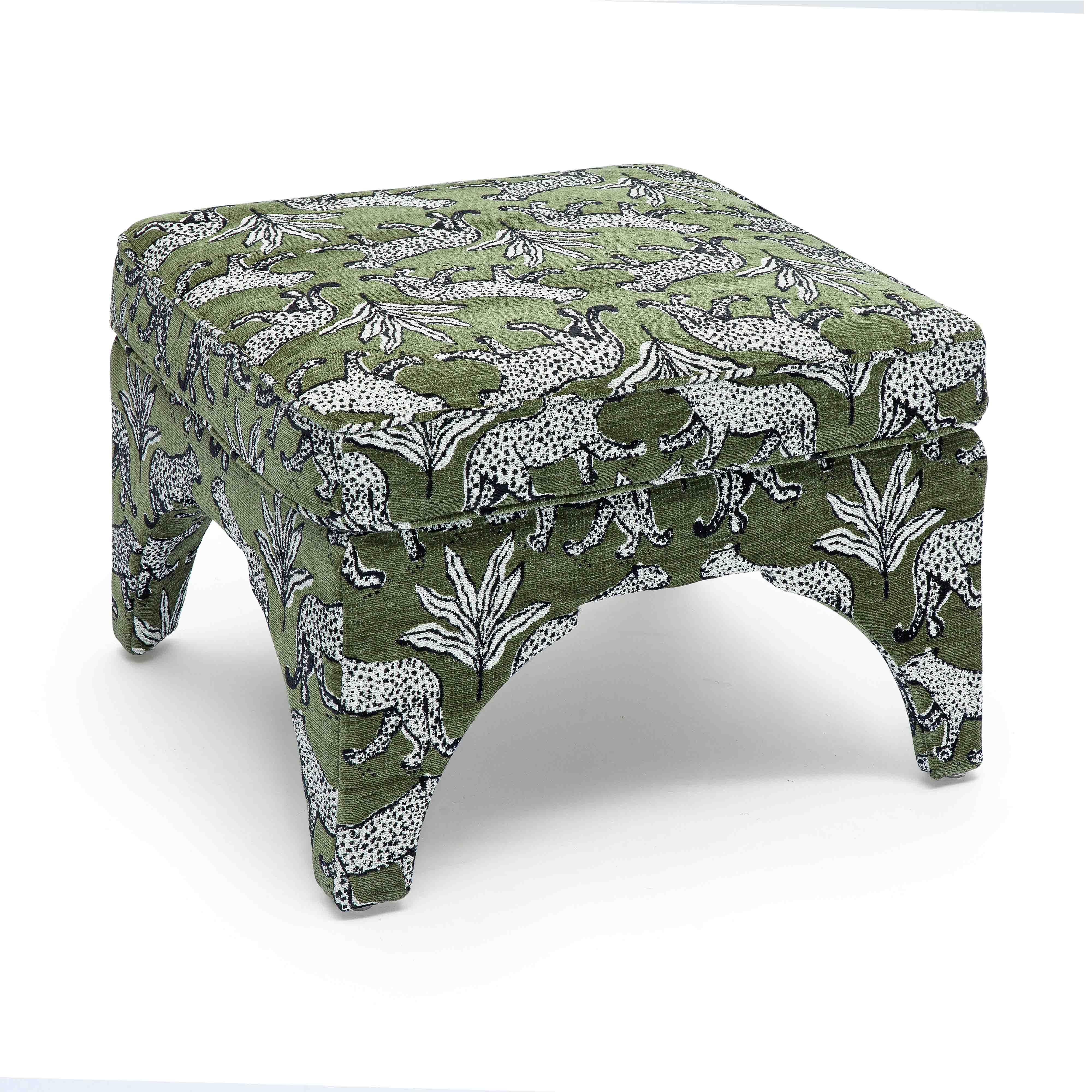 Raji Leopard Performance Jacquard Ottoman
