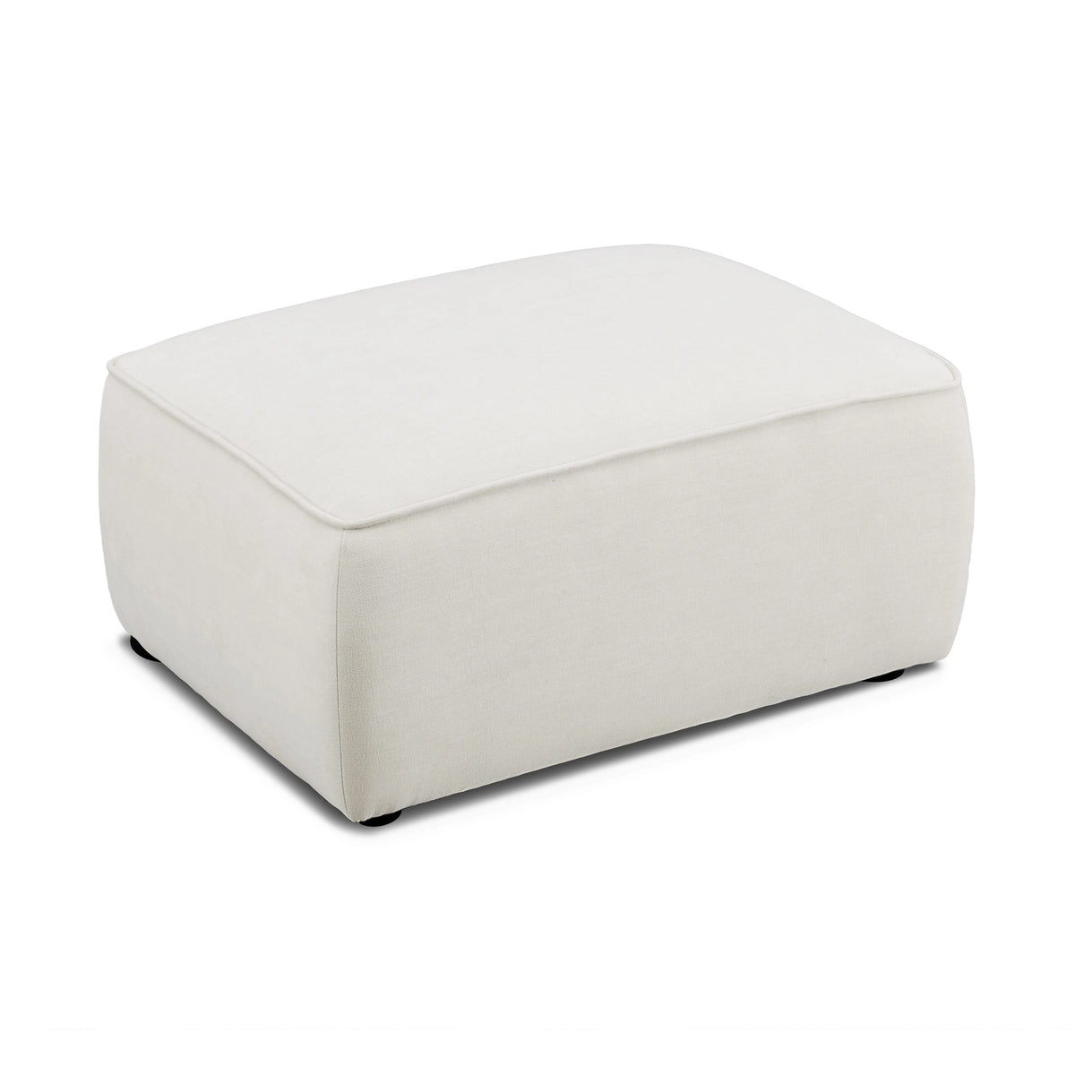 Travie Sand Upcycled Performance Linen Ottoman