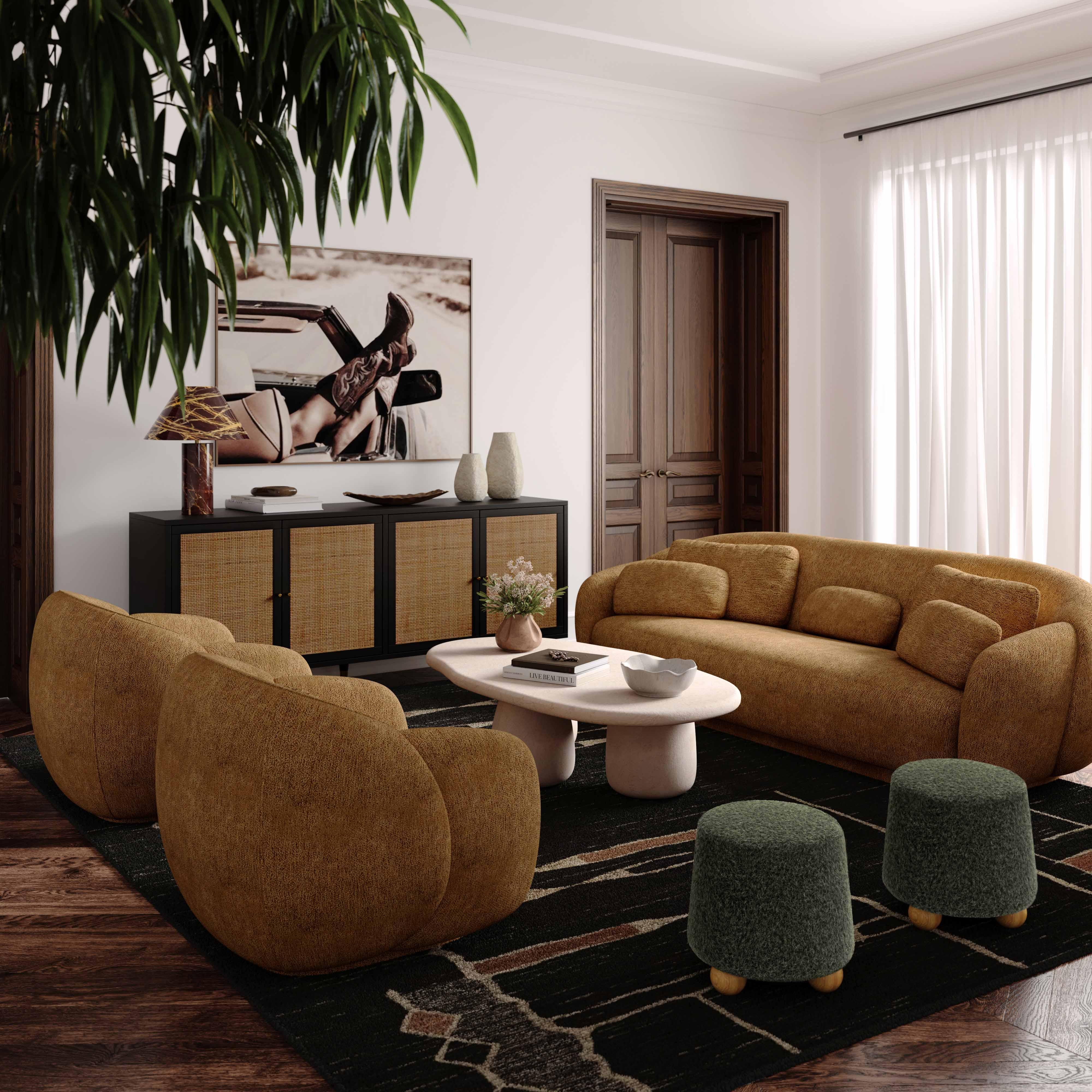 Jaine Contract-Grade Faux Mohair Ottoman