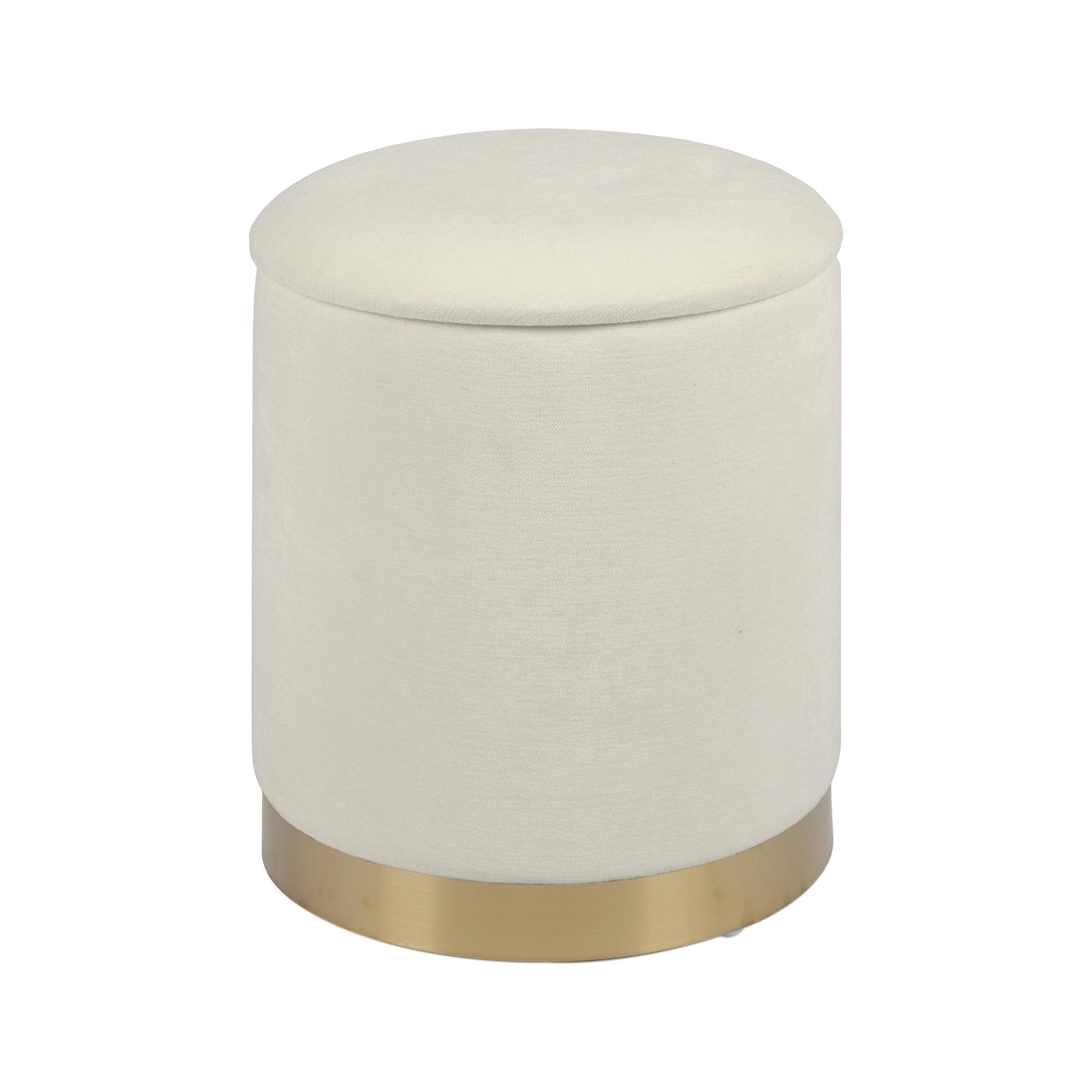 Zoe Cream Chenille Storage Ottoman