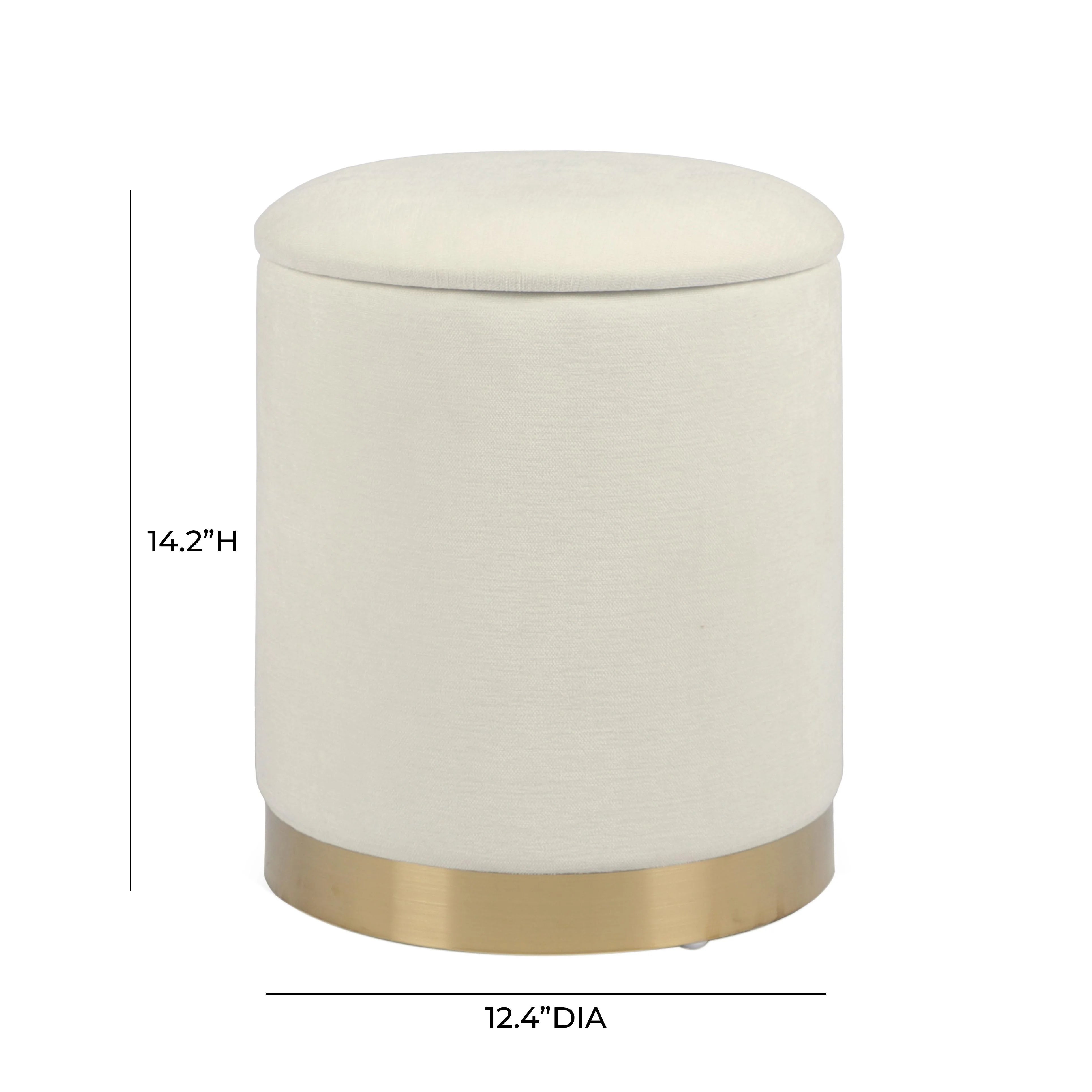 Zoe Cream Chenille Storage Ottoman