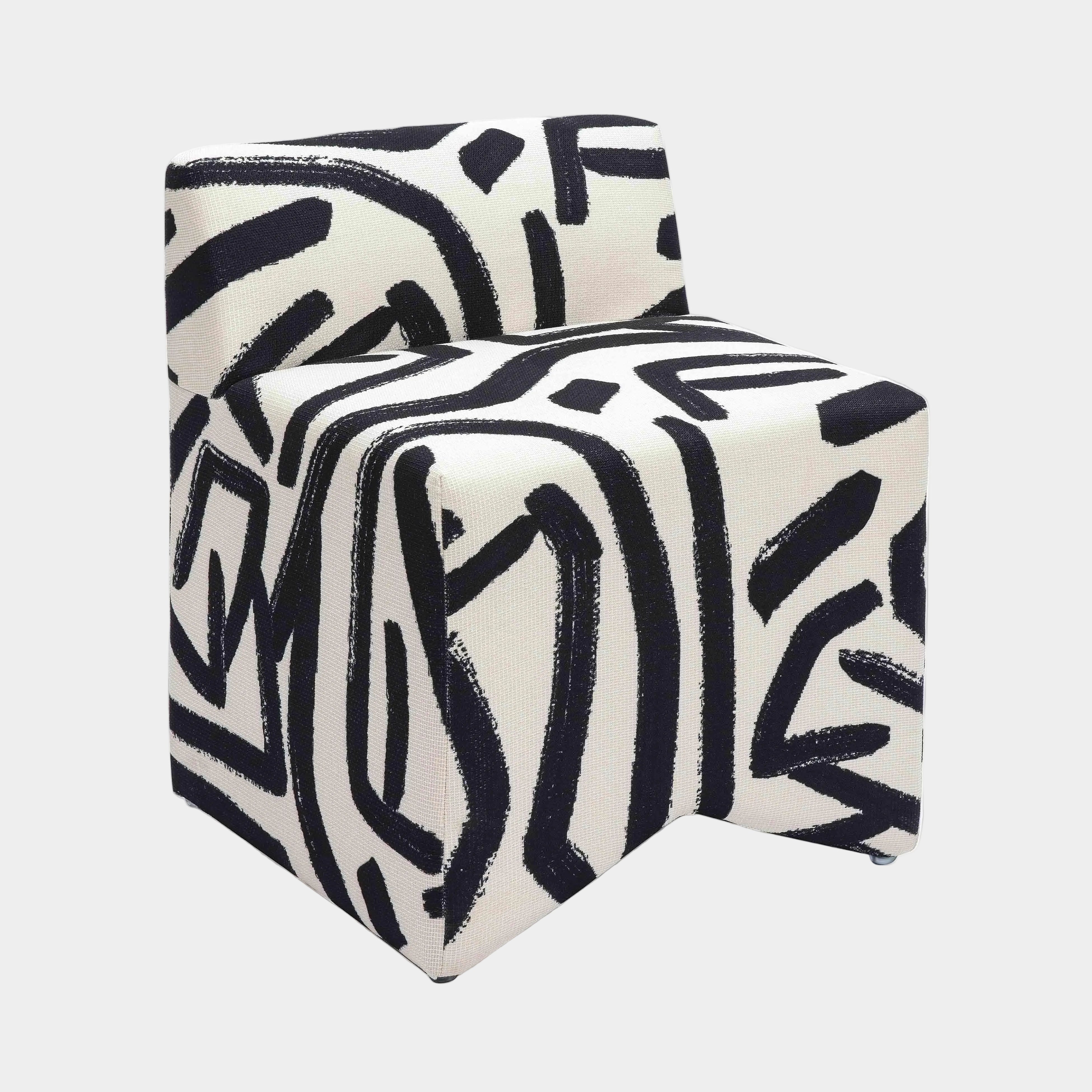 Pippa Black Brushstroke Print Contract Grade Accent Stool