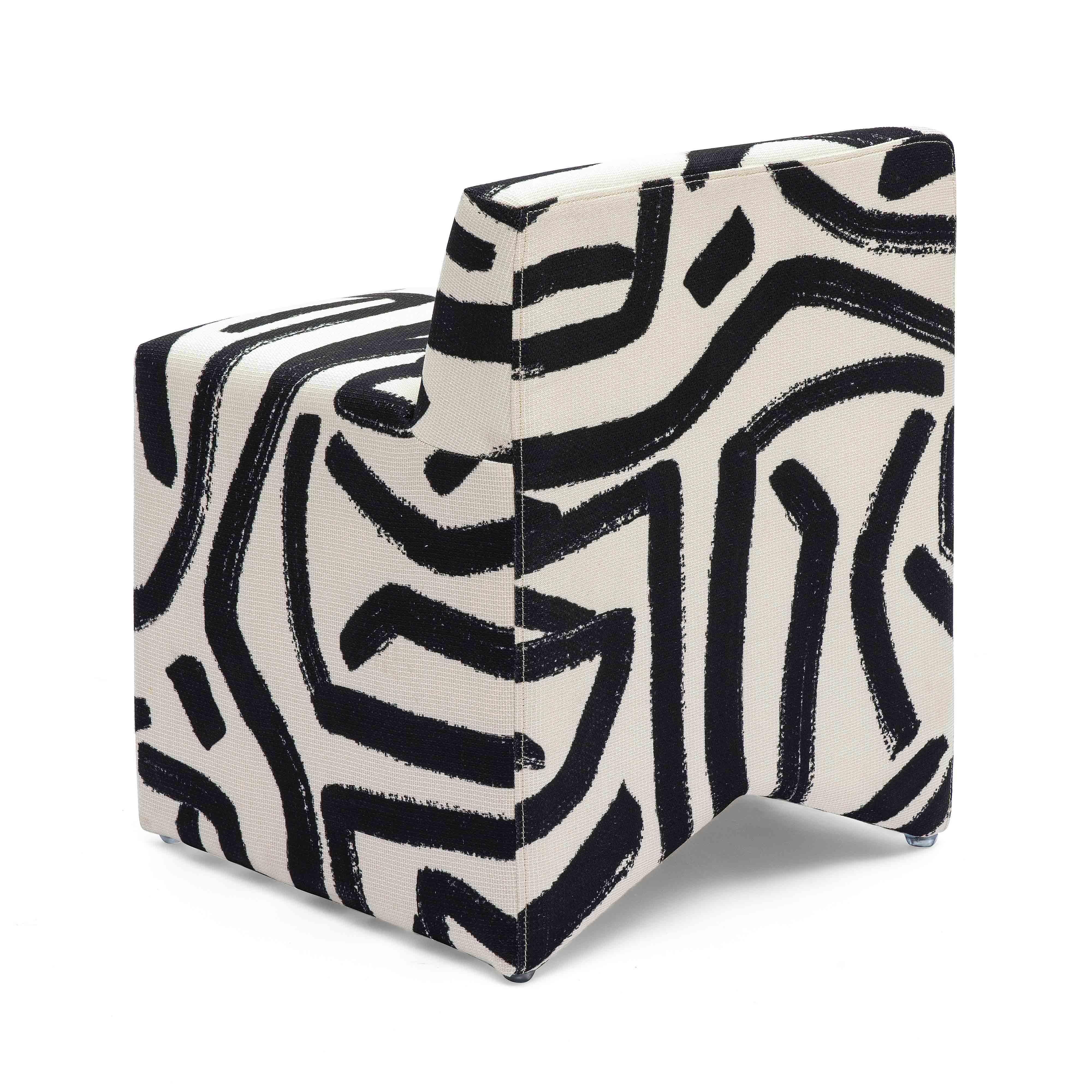 Pippa Black Brushstroke Print Contract Grade Accent Stool