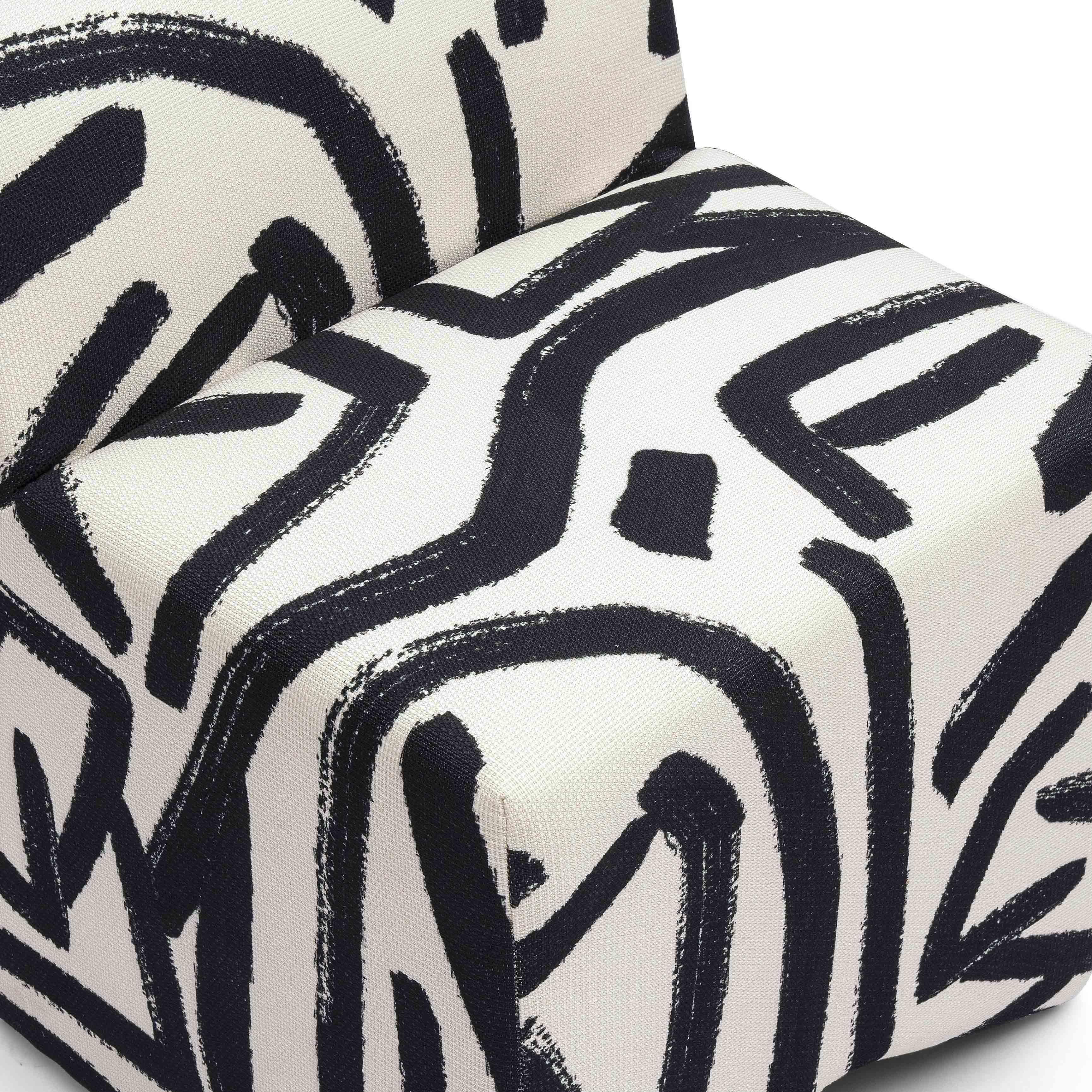 Pippa Black Brushstroke Print Contract Grade Accent Stool
