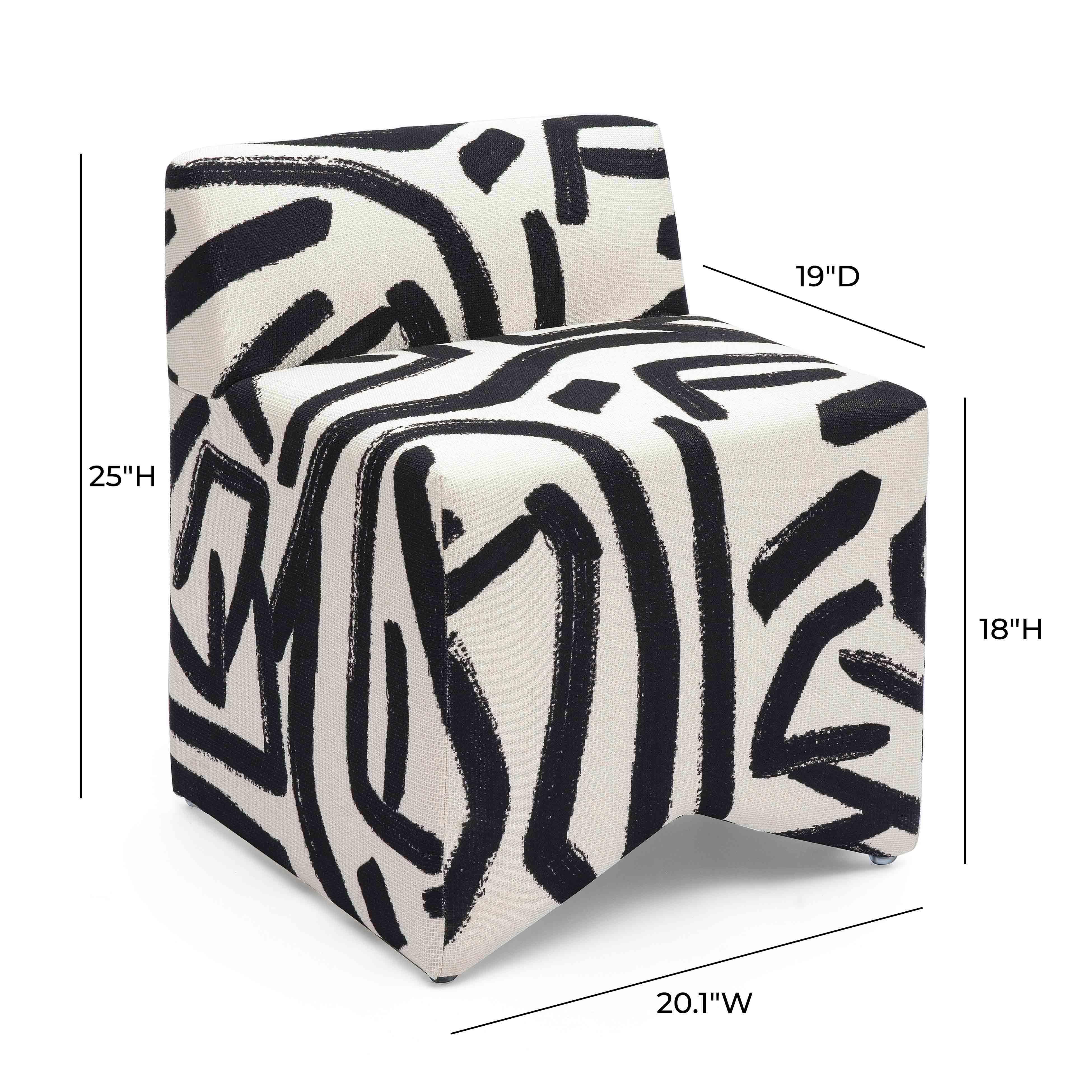 Pippa Black Brushstroke Print Contract Grade Accent Stool