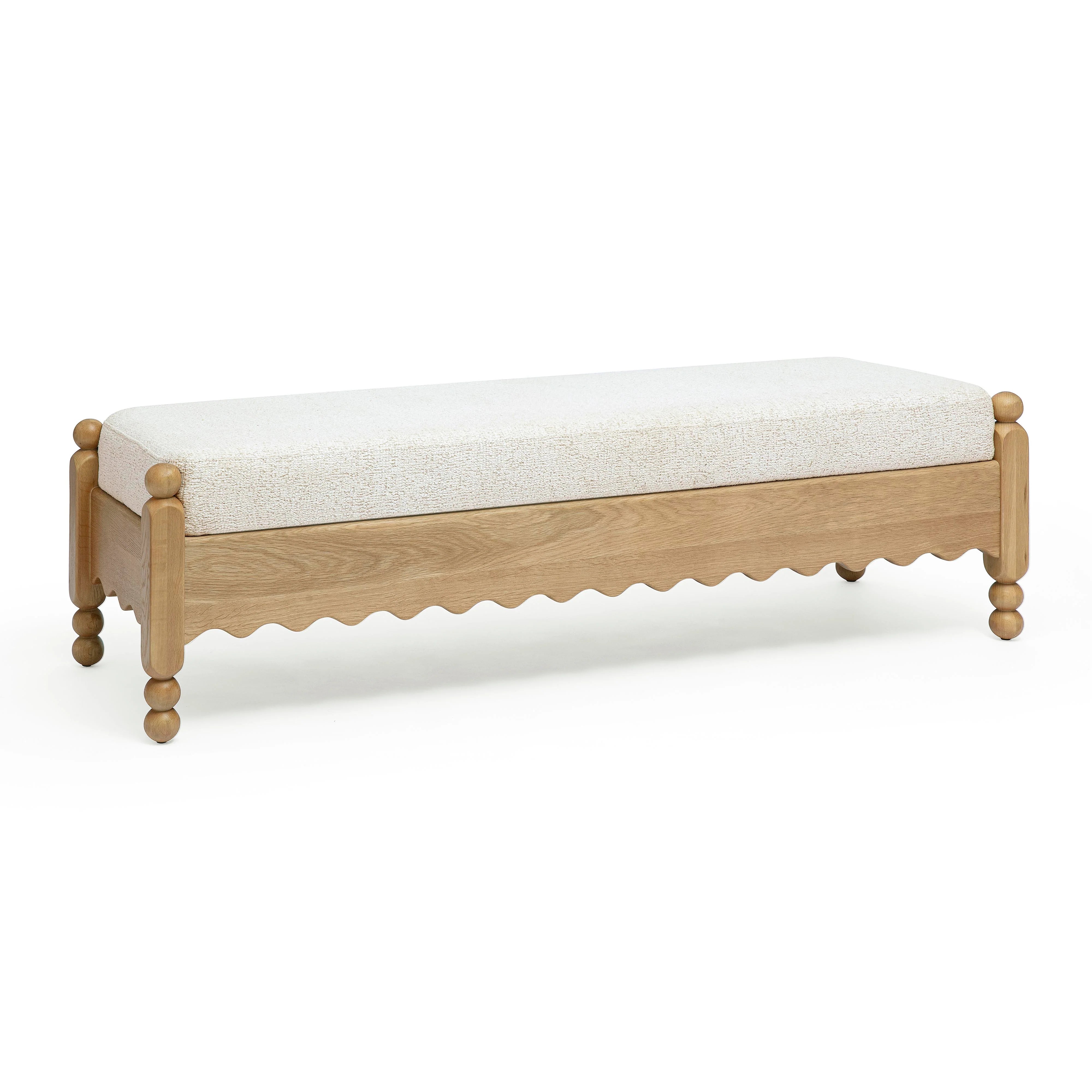 Thelma 56" Cream Performance Basketweave Bench