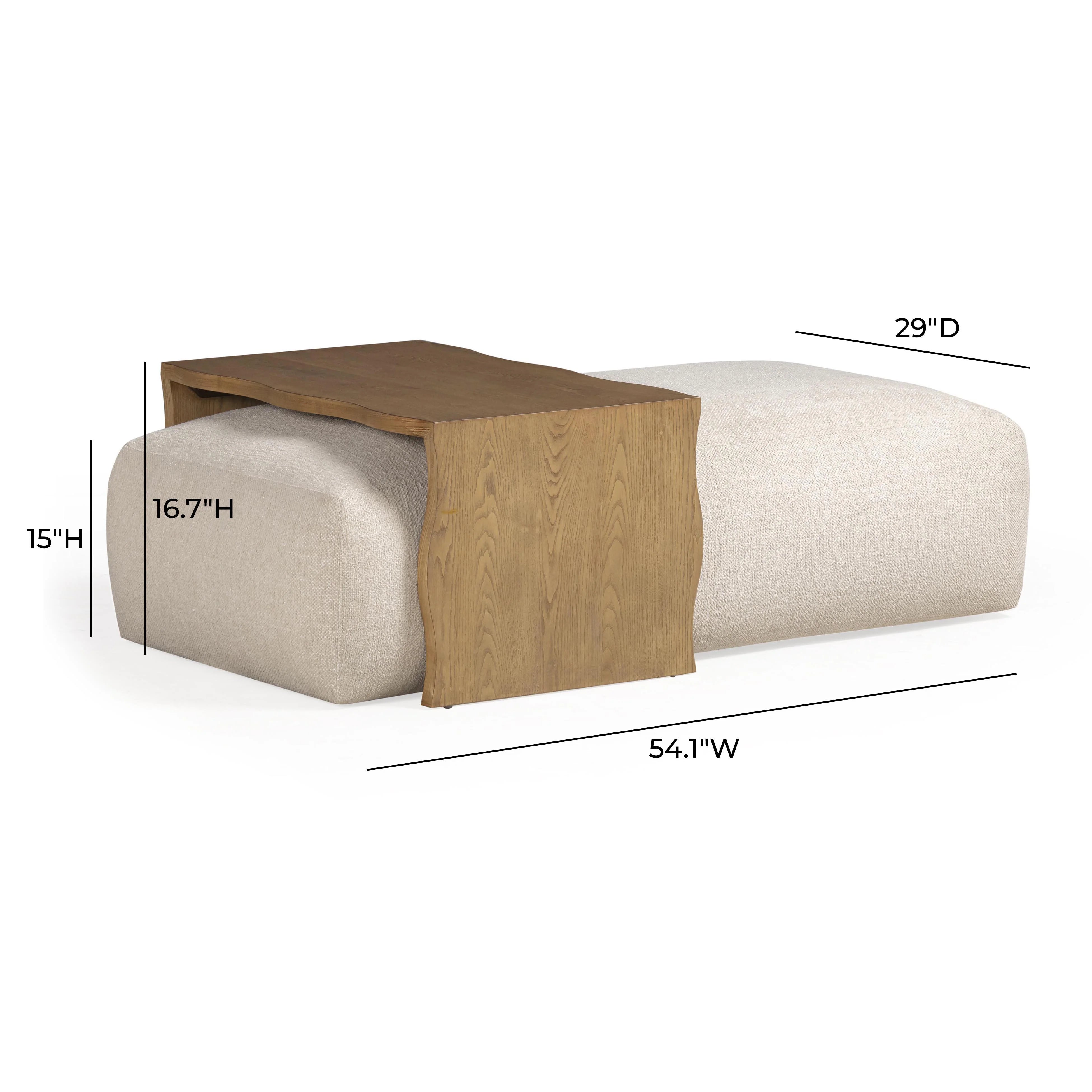 Spencer 54" Performance Basketweave Ottoman with Bridge Table