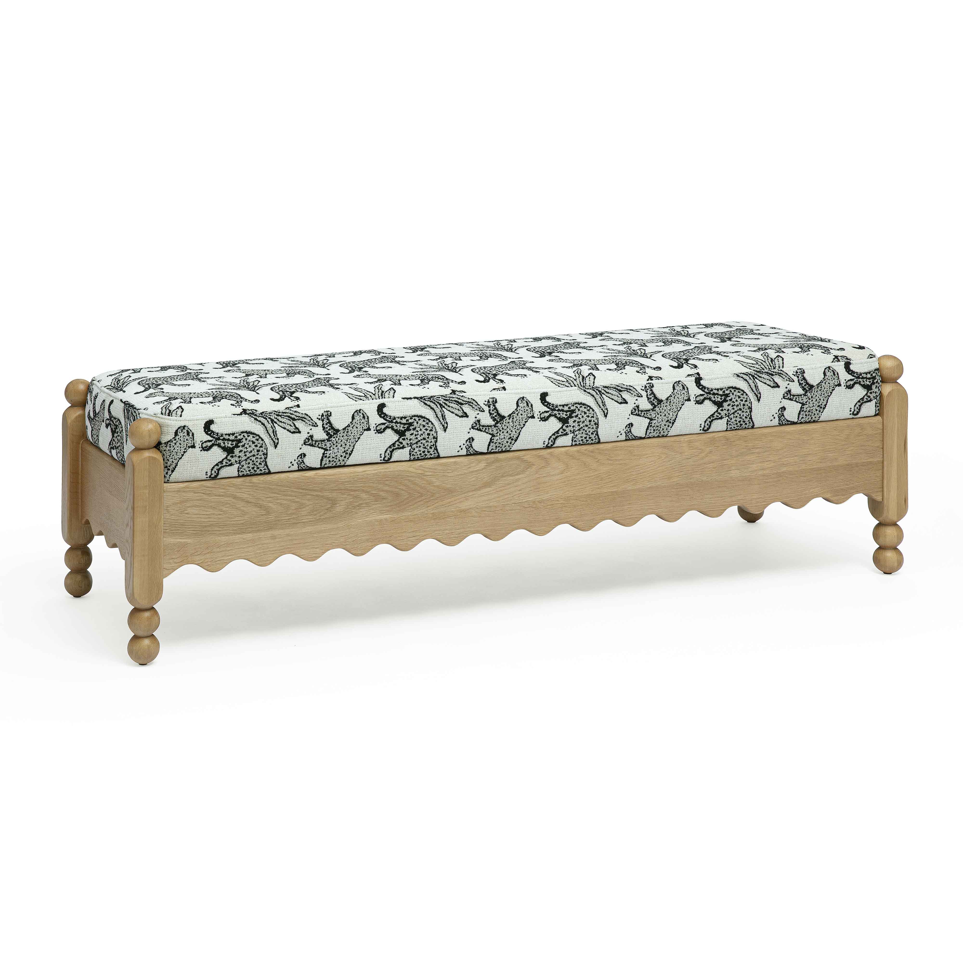Thelma 56" Leopard Performance Jacquard Fabric Bench
