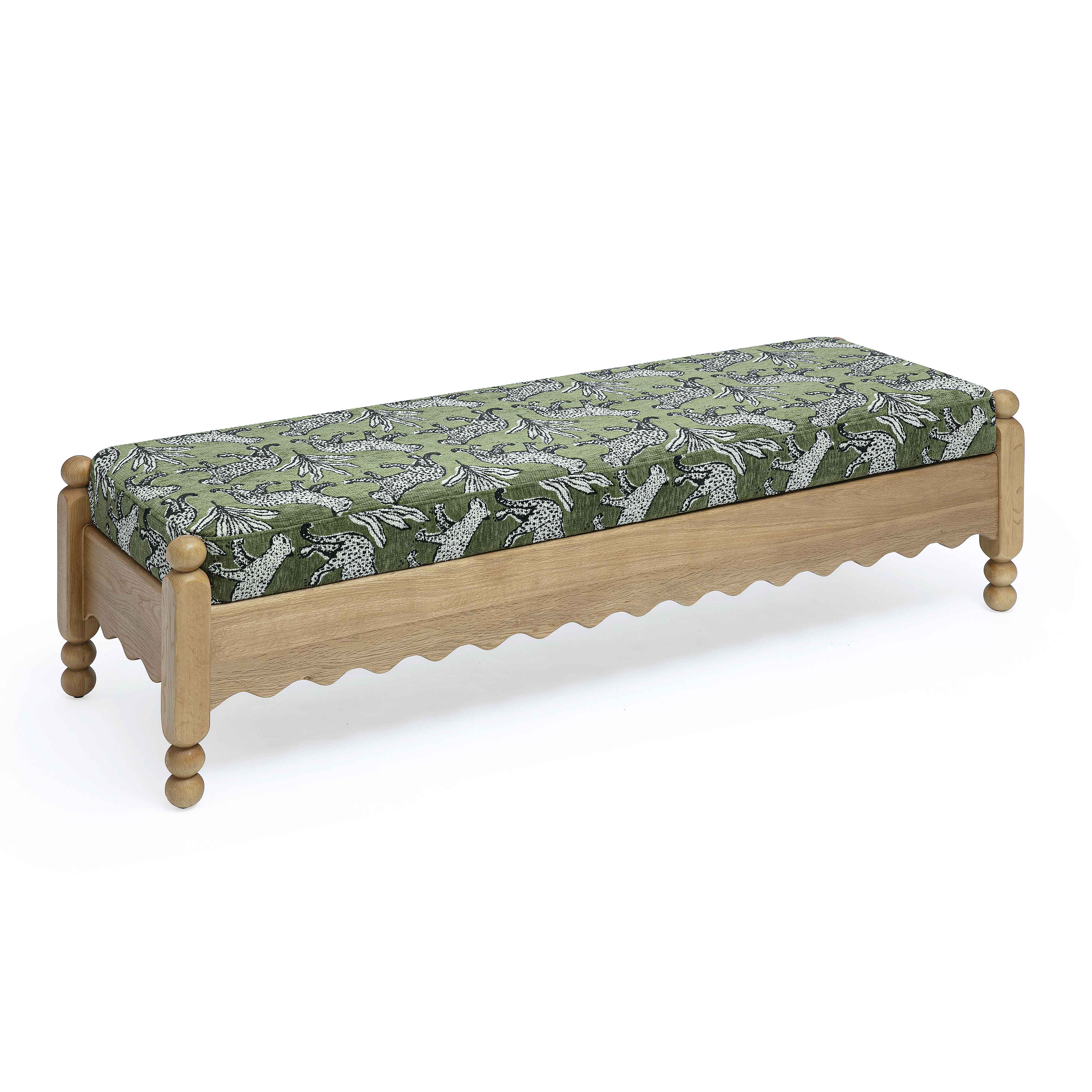Thelma 56" Leopard Performance Jacquard Fabric Bench