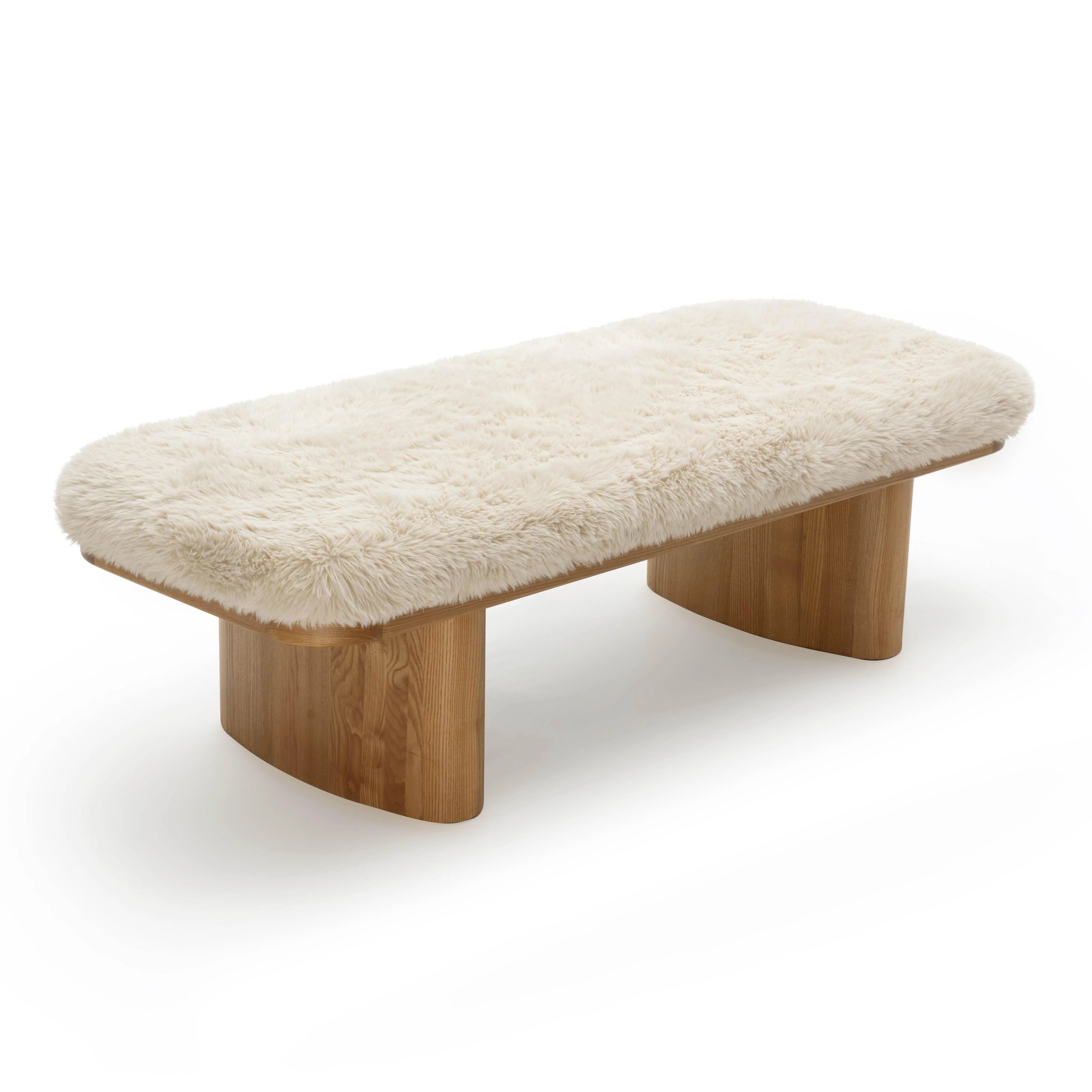 Ollie 56.5" Contract-Grade Straight Vegan Shearling Large Bench