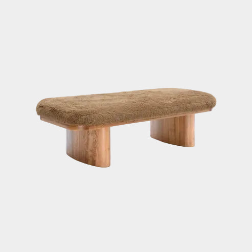 Ollie 56.5" Contract-Grade Straight Vegan Shearling Large Bench
