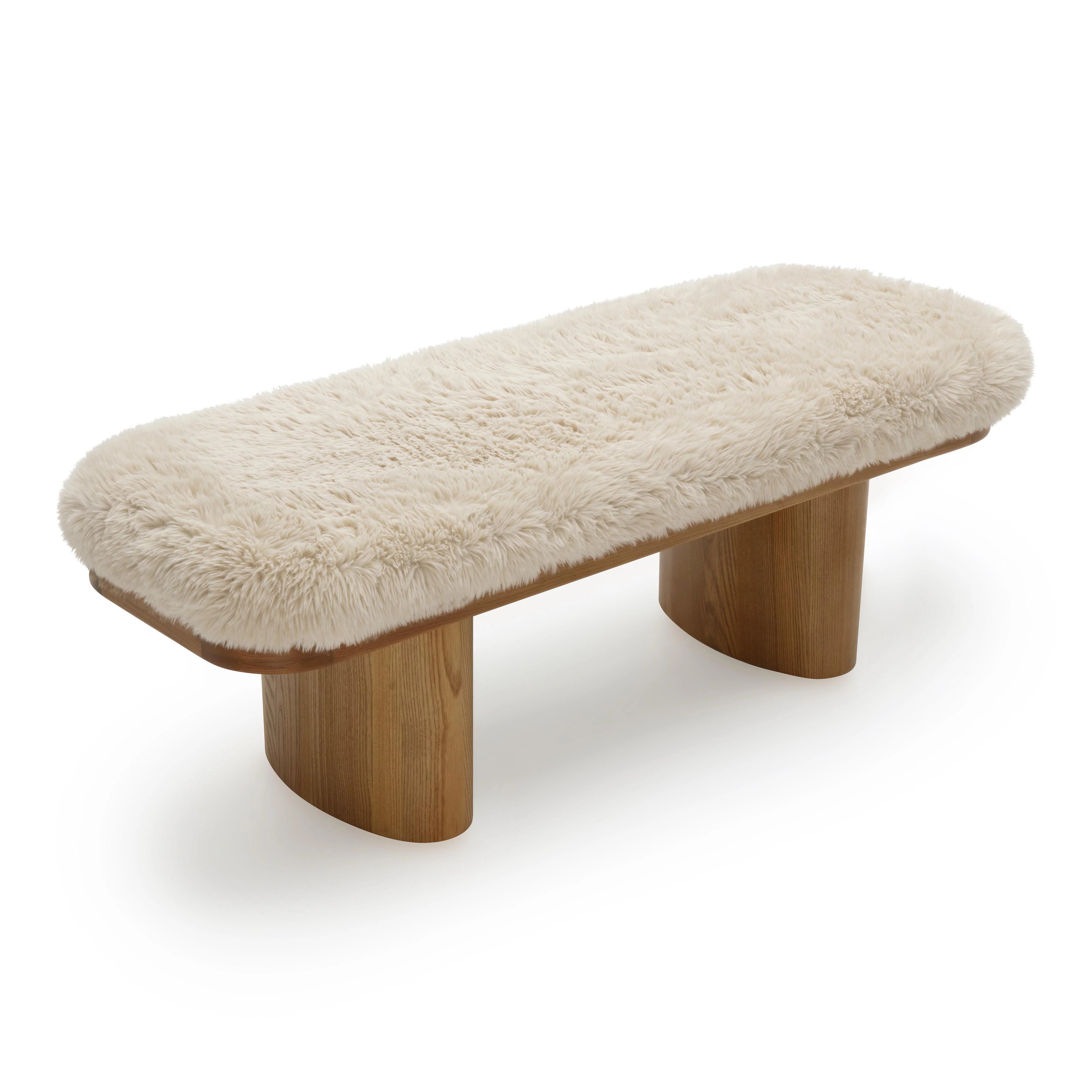 Ollie 48" Contract-Grade Straight Vegan Shearling Bench