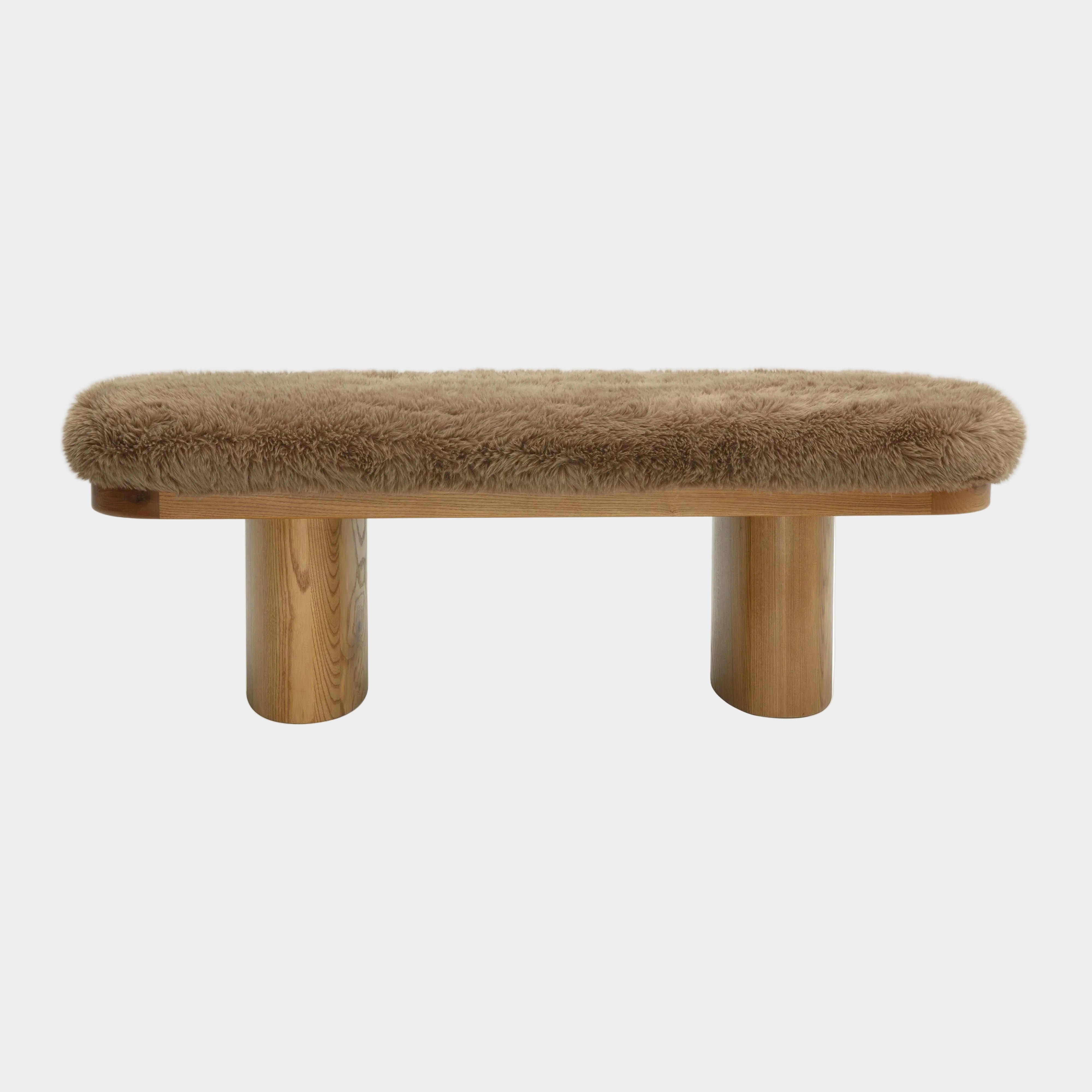 Ollie 48" Contract-Grade Straight Vegan Shearling Bench