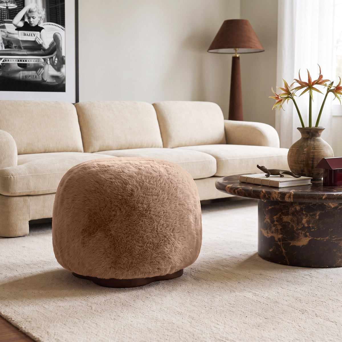 Oopa Swivel Ottoman - Taupe