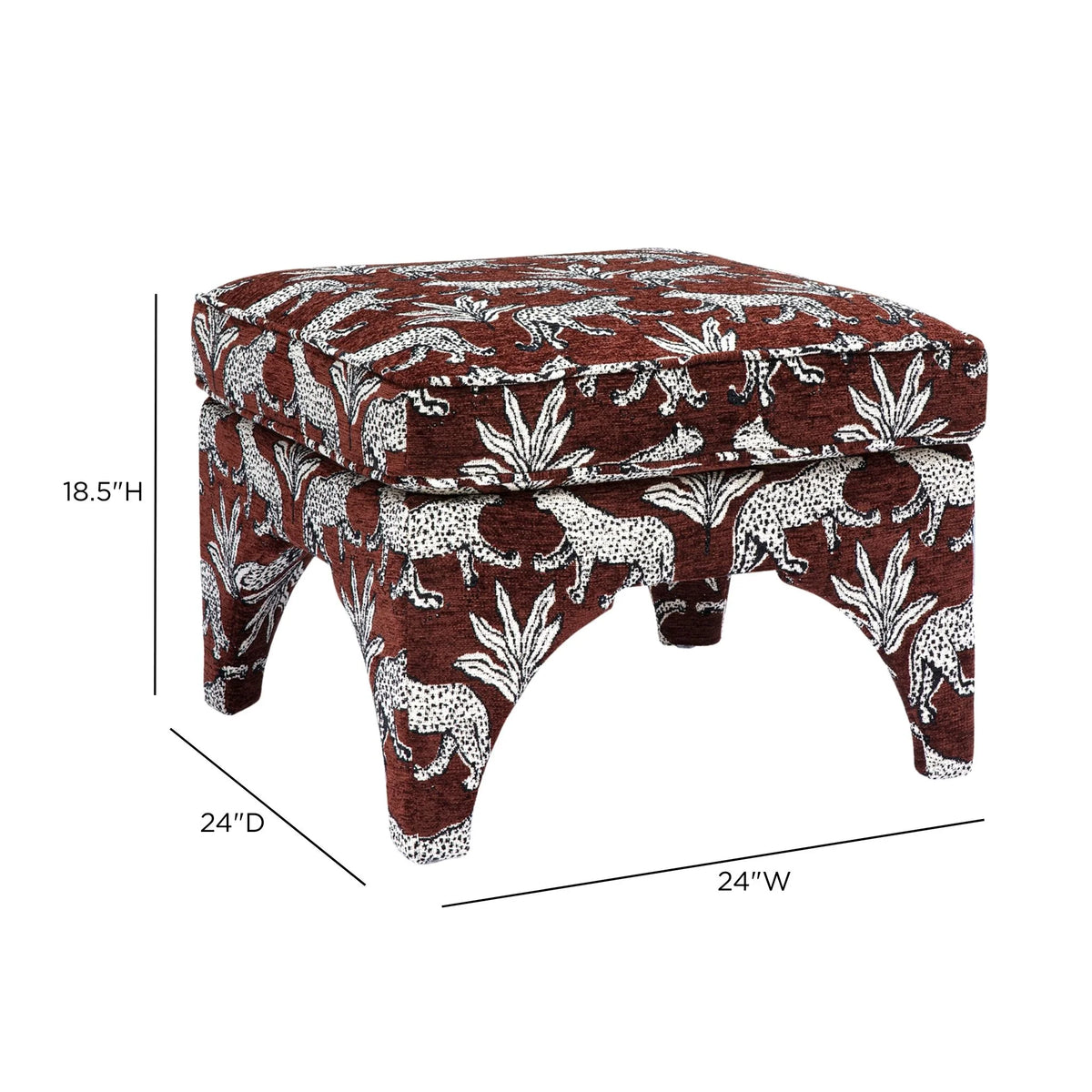 Raji Leopard Performance Jacquard Ottoman