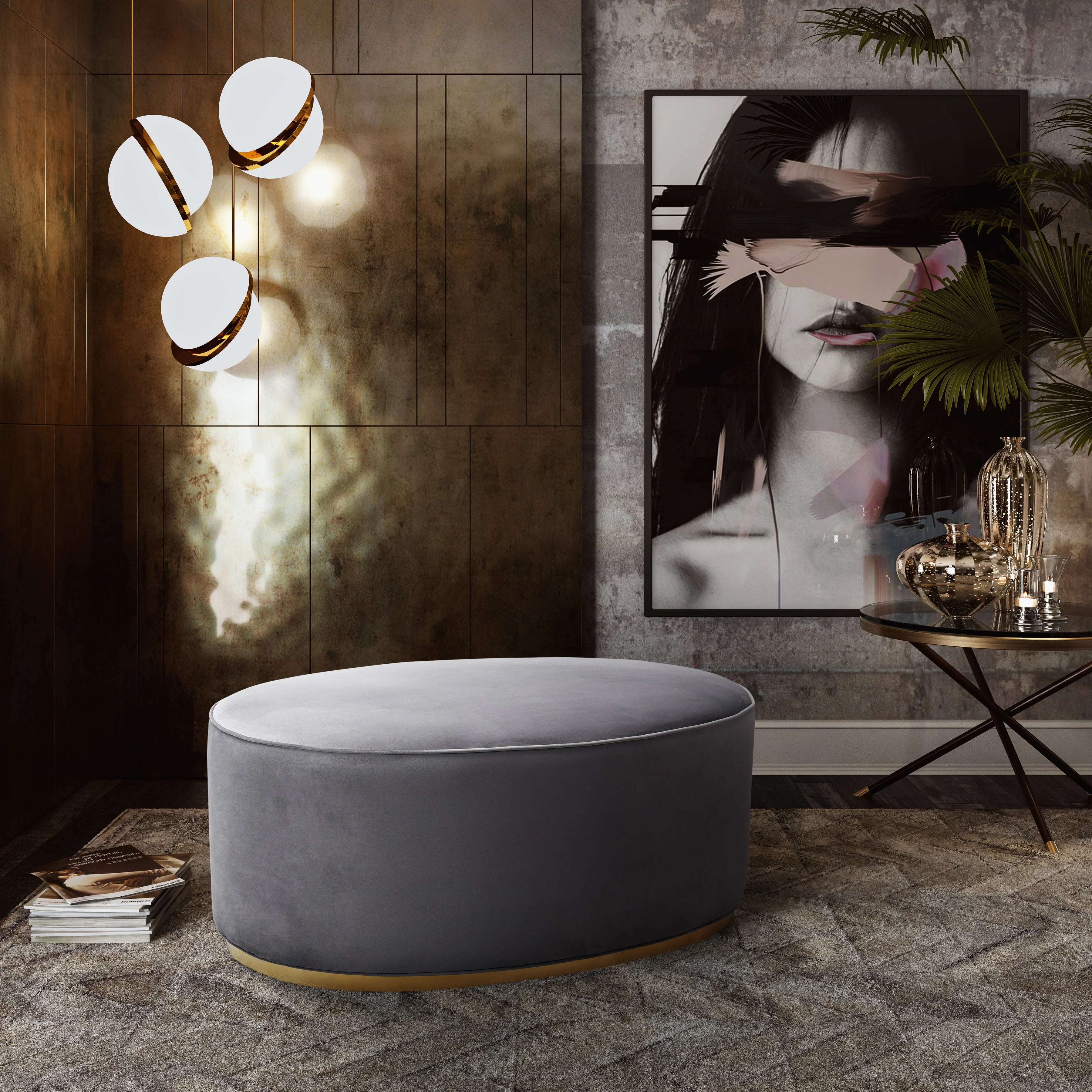 Scarlett Performance Velvet Oval Ottoman