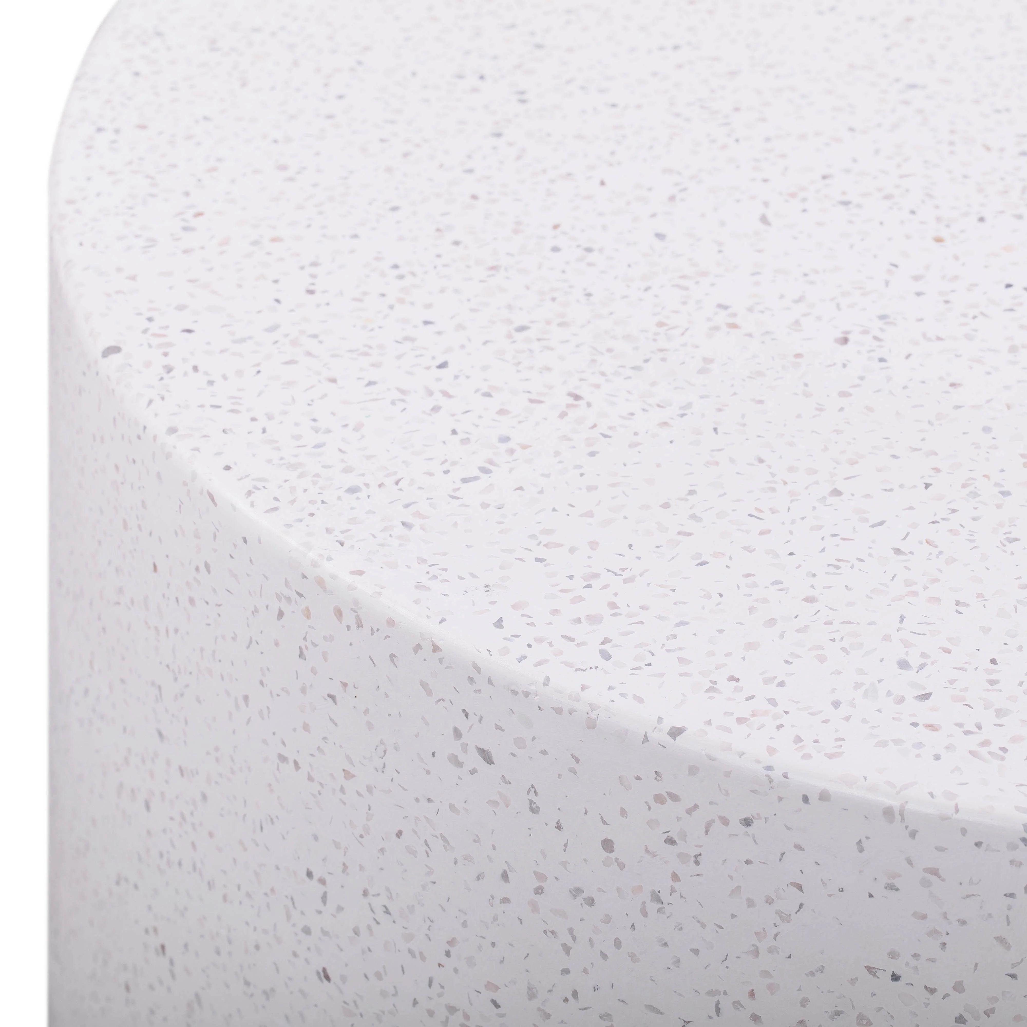 Terrazzo 27.5" Light Speckled Concrete Round Coffee Table