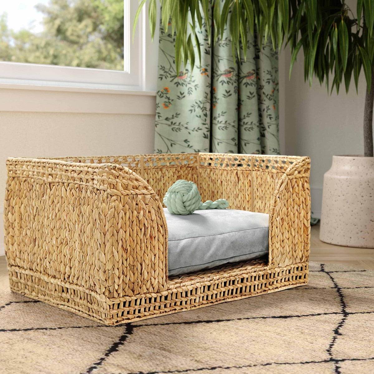 Lit pour petit animal de compagnie en rotin naturel Milou