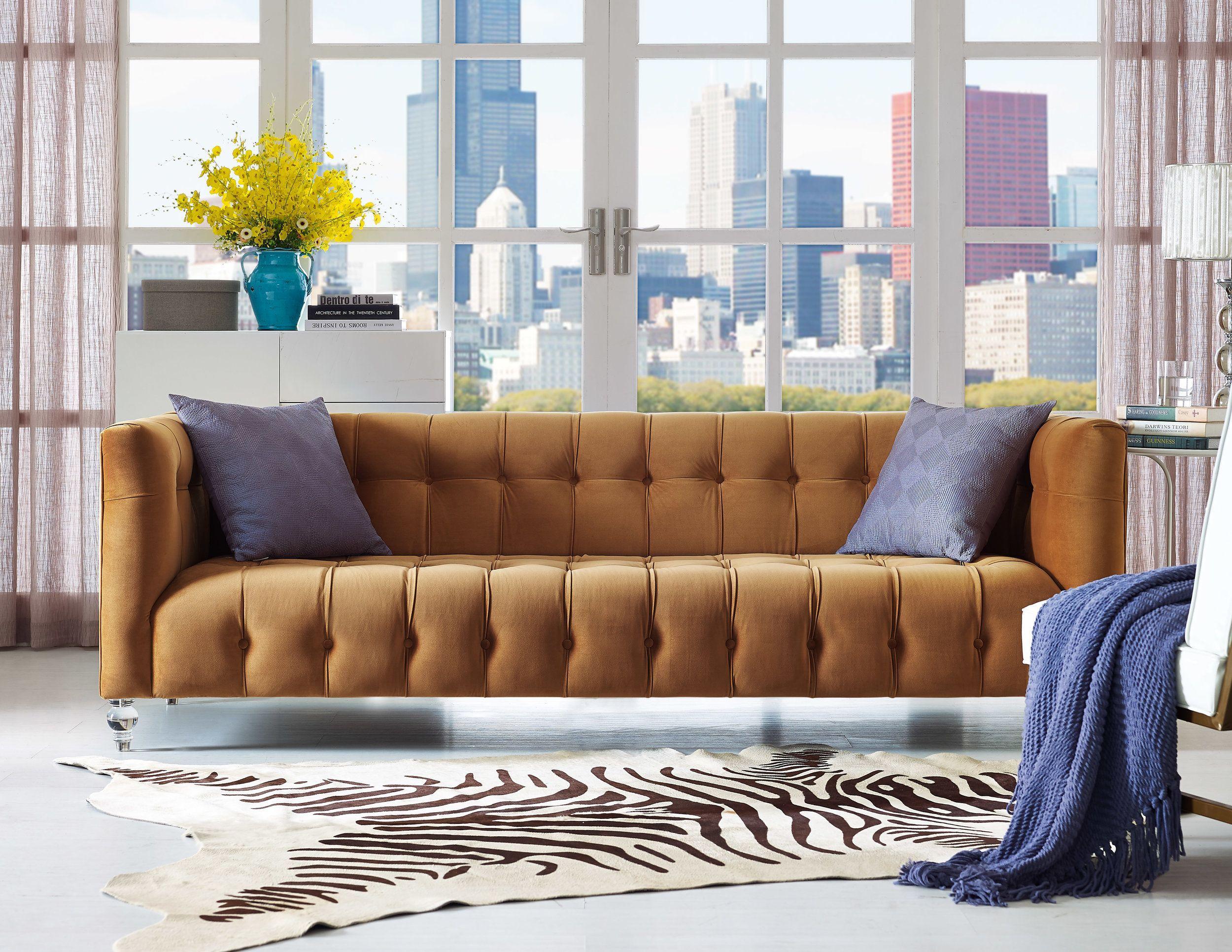Bea 90.6" Performance Velvet Tufted Sofa