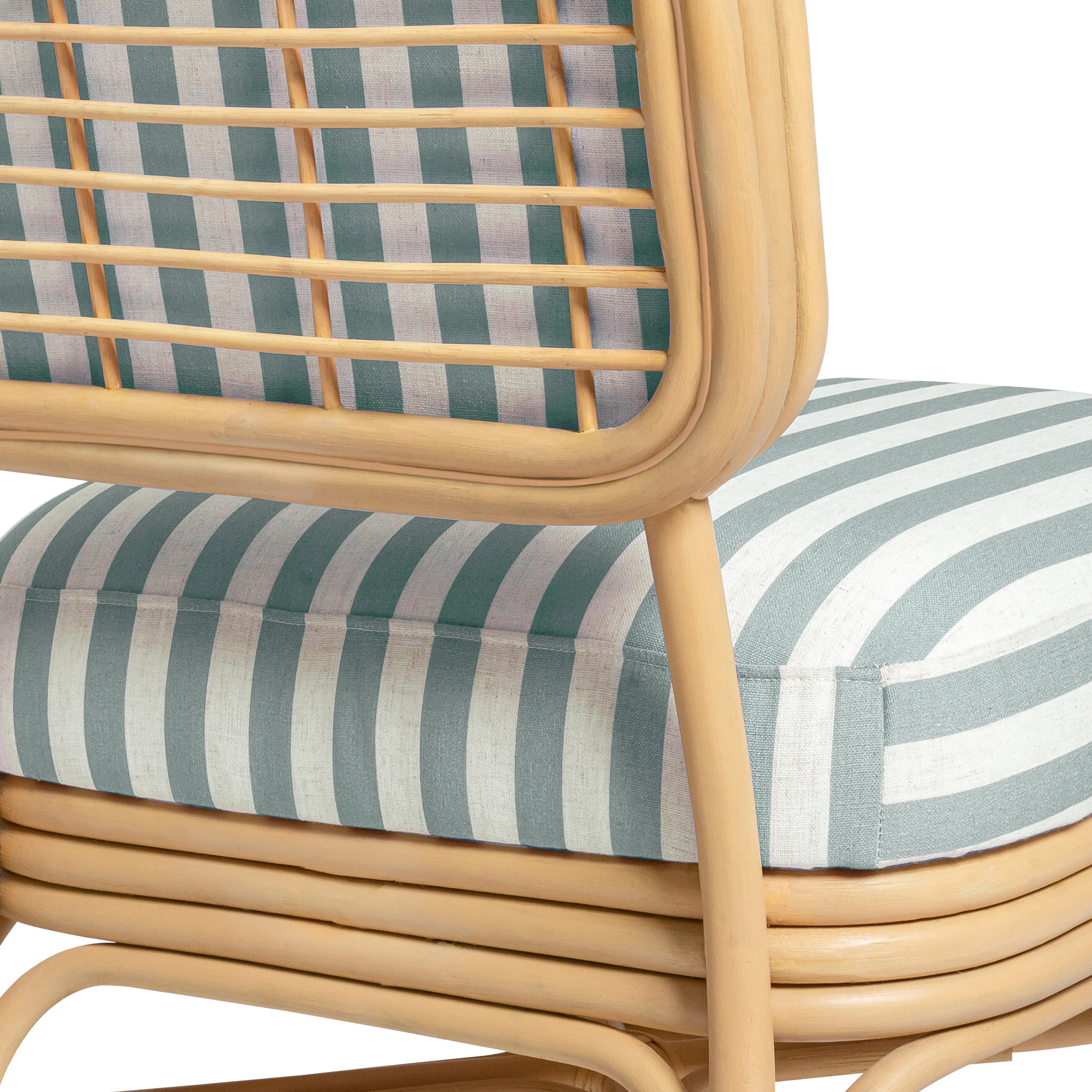 Dorine Striped Performance Linen & Rattan Accent Chair