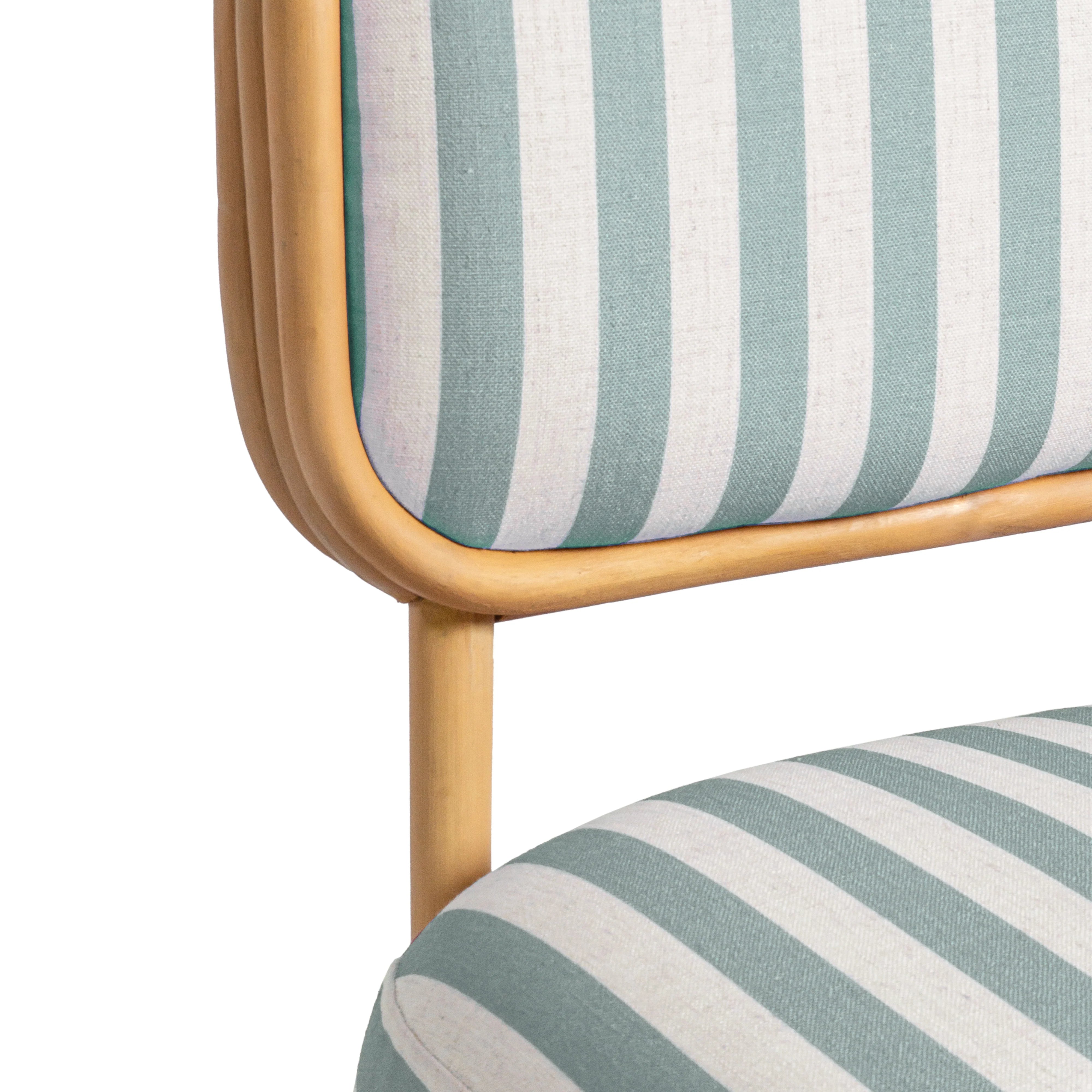 Dorine Striped Performance Linen & Rattan Accent Chair