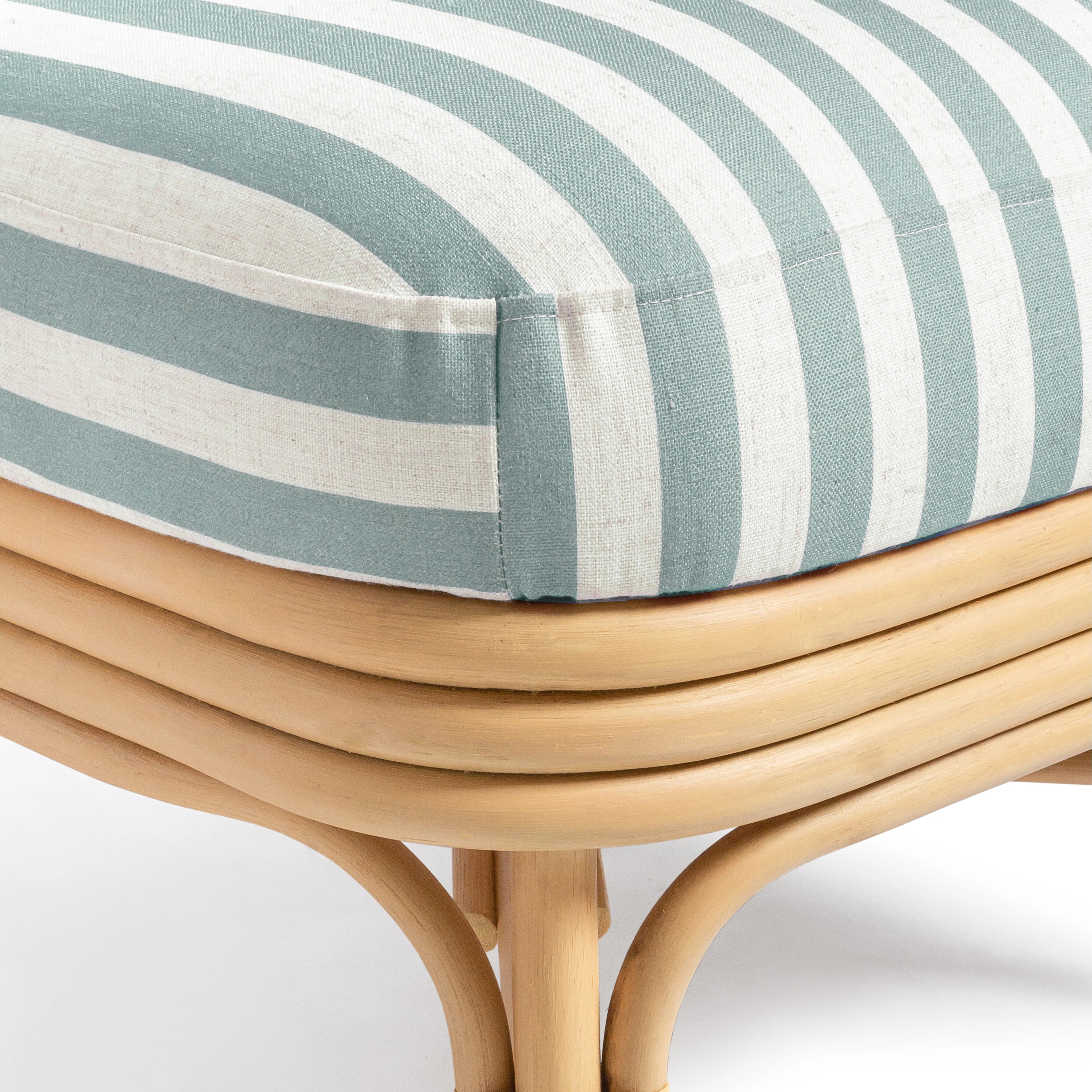 Dorine Striped Performance Linen & Rattan Accent Chair