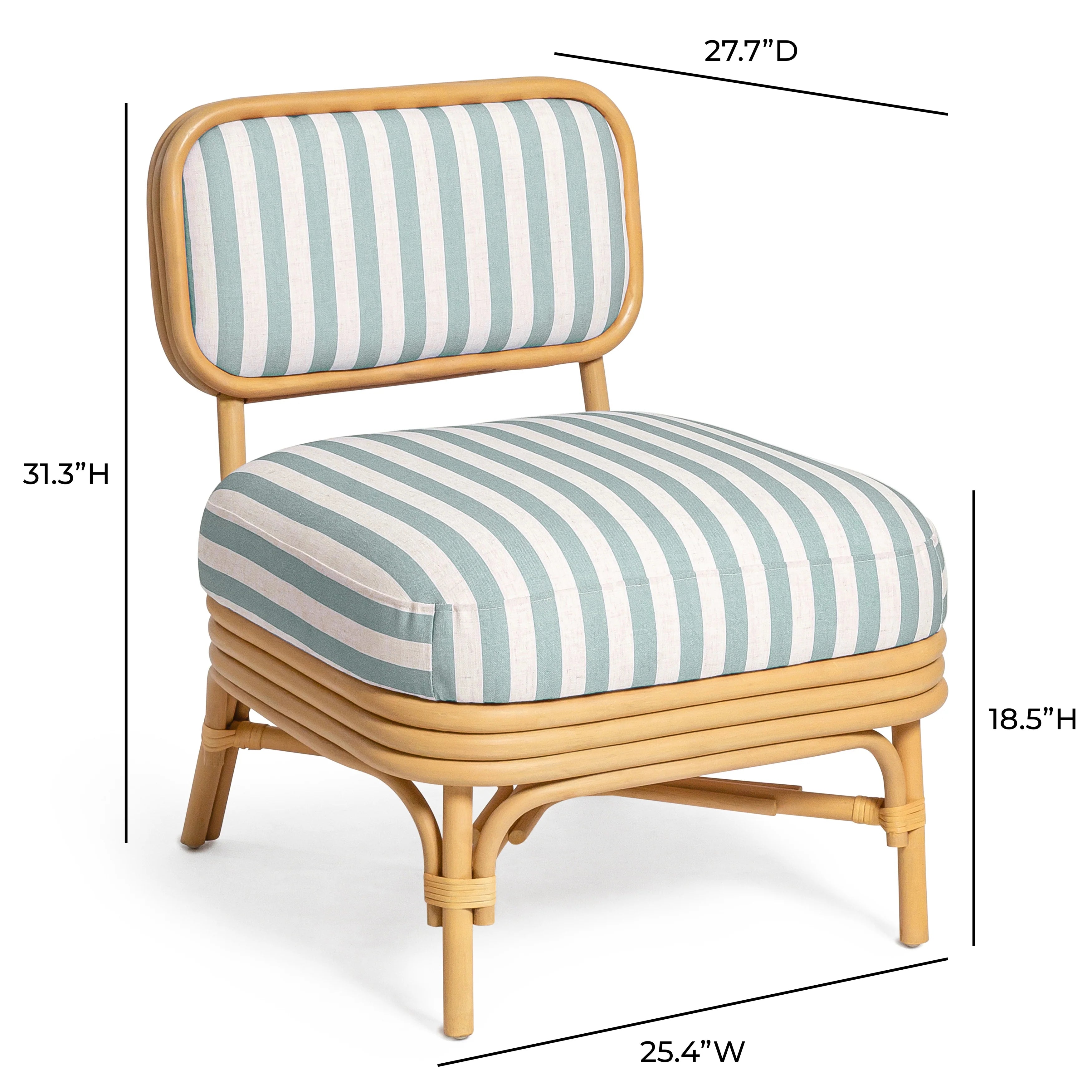 Dorine Striped Performance Linen & Rattan Accent Chair