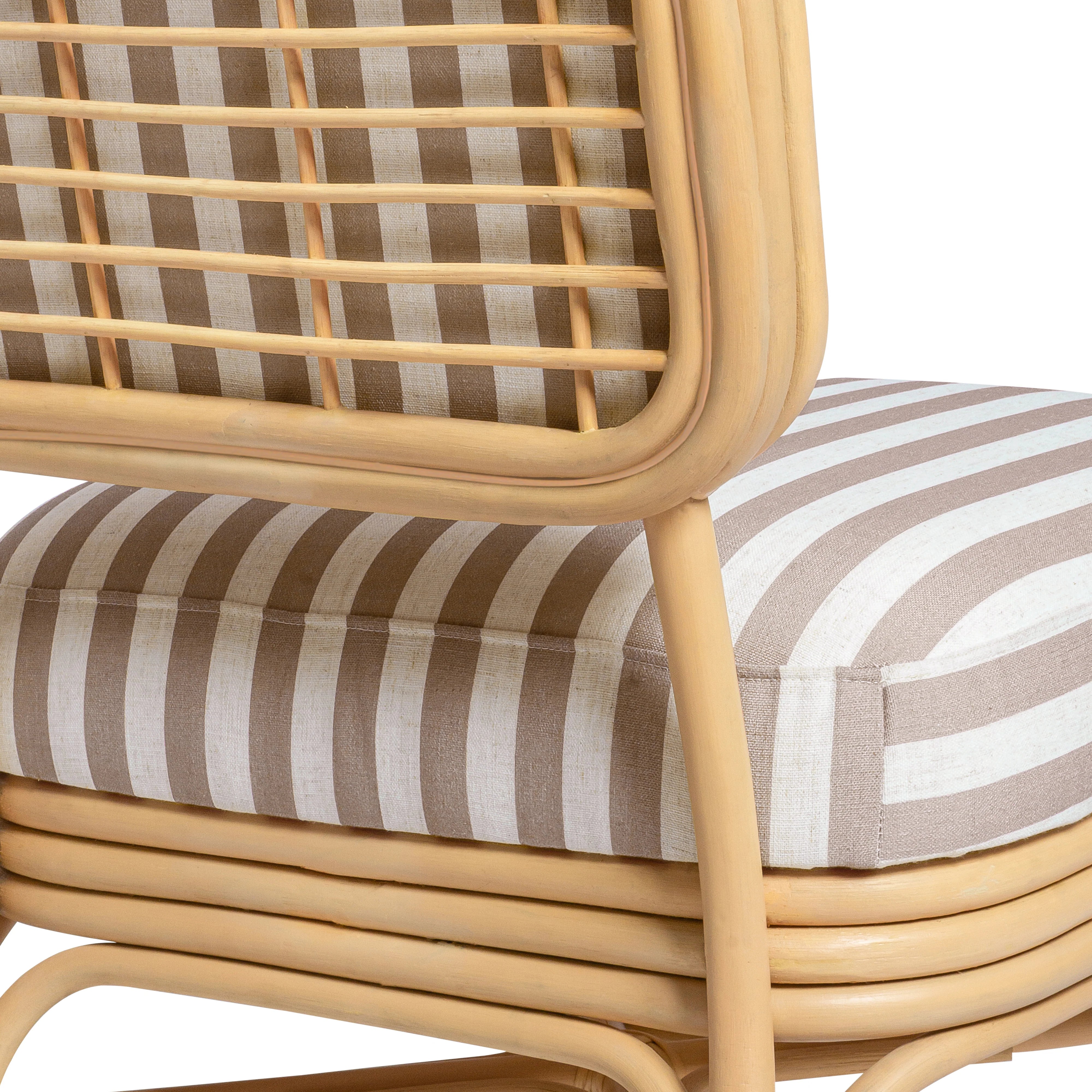 Dorine Striped Performance Linen & Rattan Accent Chair