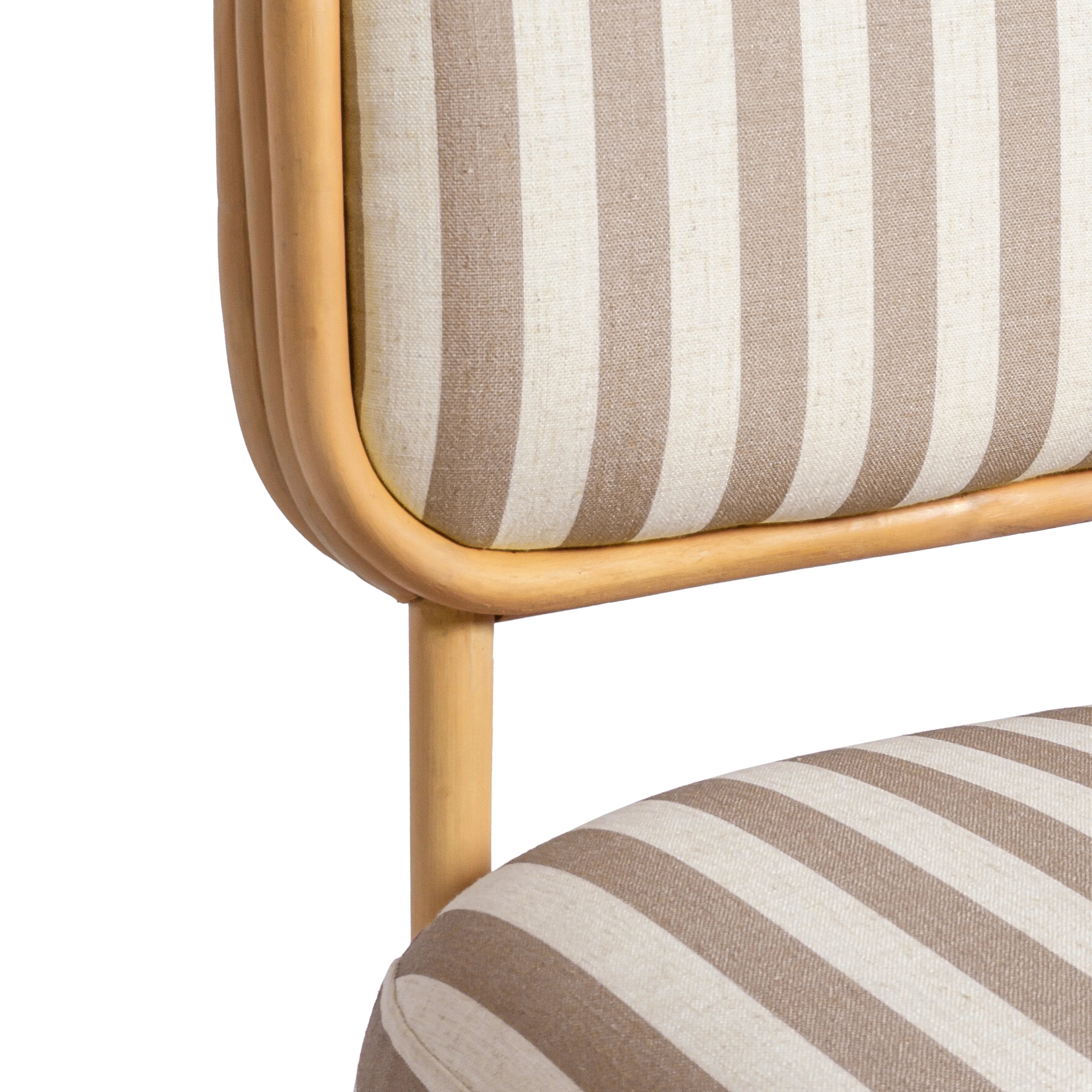 Dorine Striped Performance Linen & Rattan Accent Chair