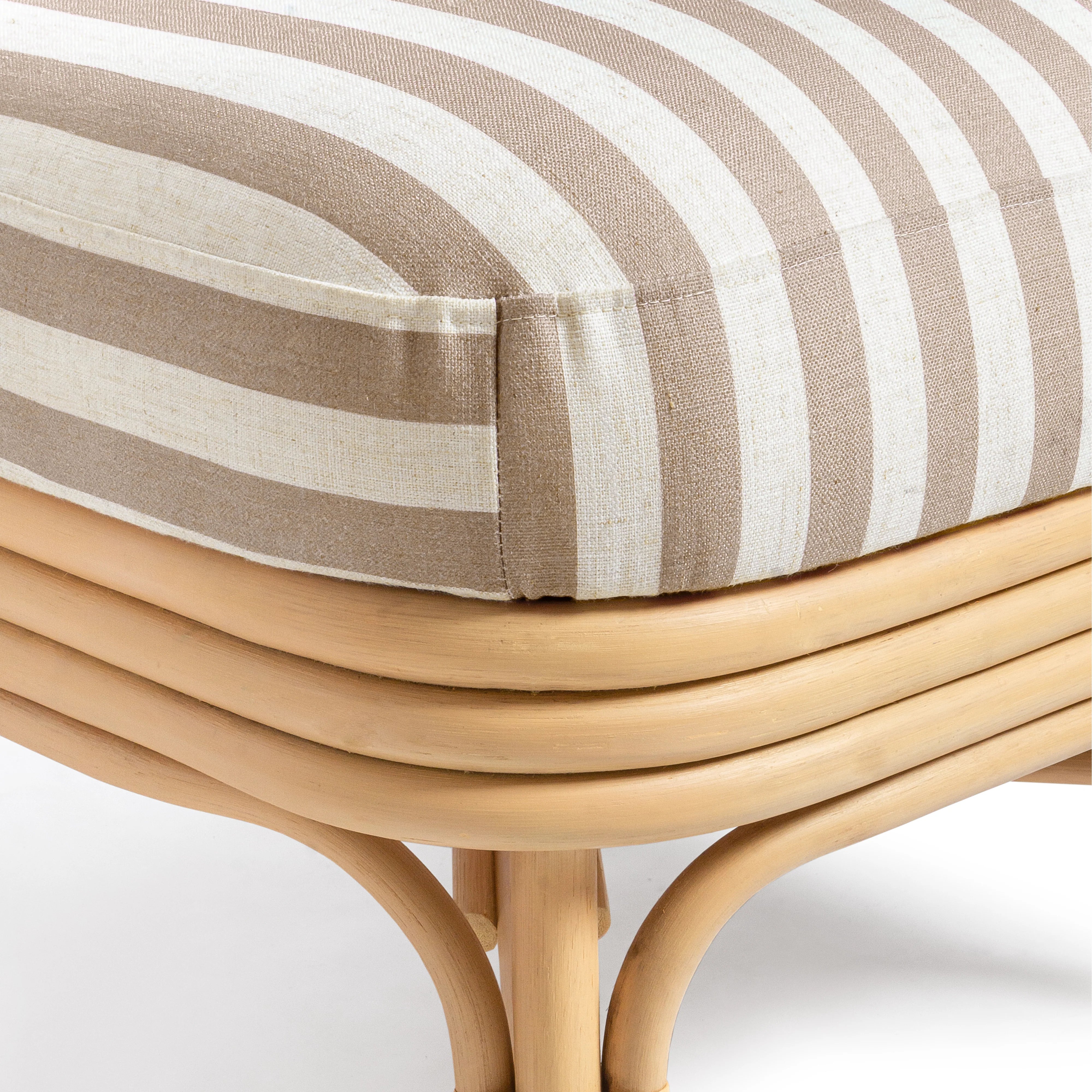Dorine Striped Performance Linen & Rattan Accent Chair