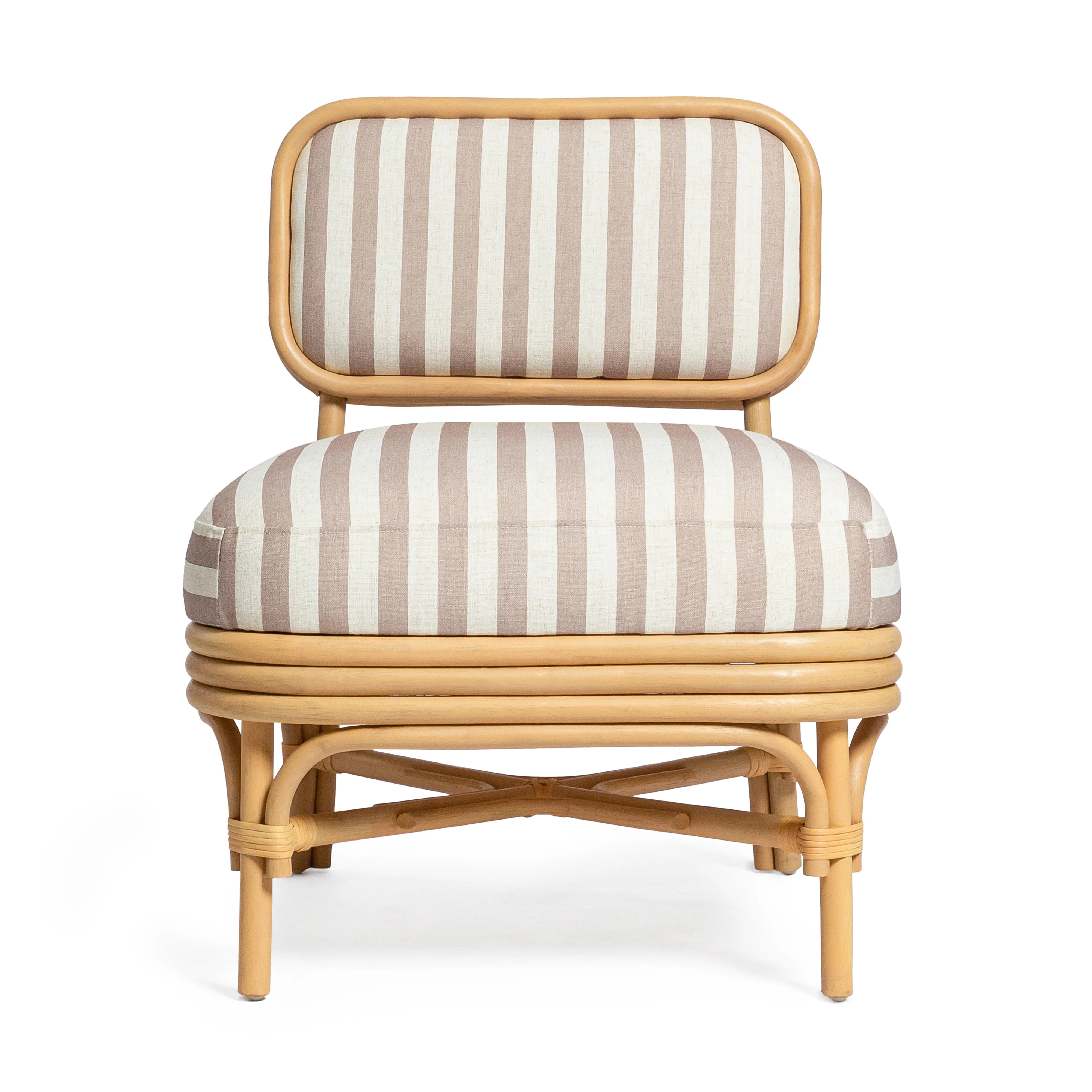 Dorine Striped Performance Linen & Rattan Accent Chair