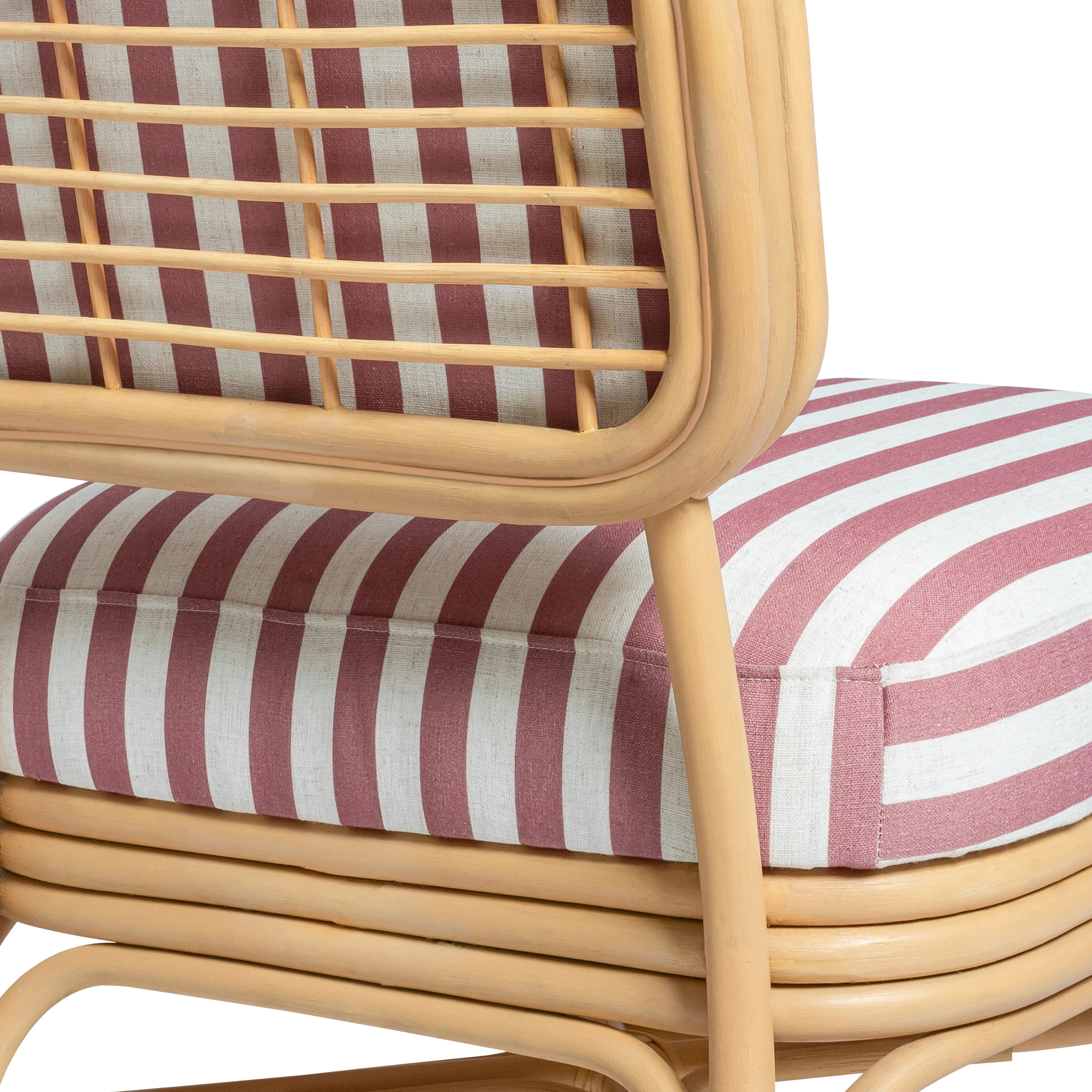 Dorine Striped Performance Linen & Rattan Accent Chair