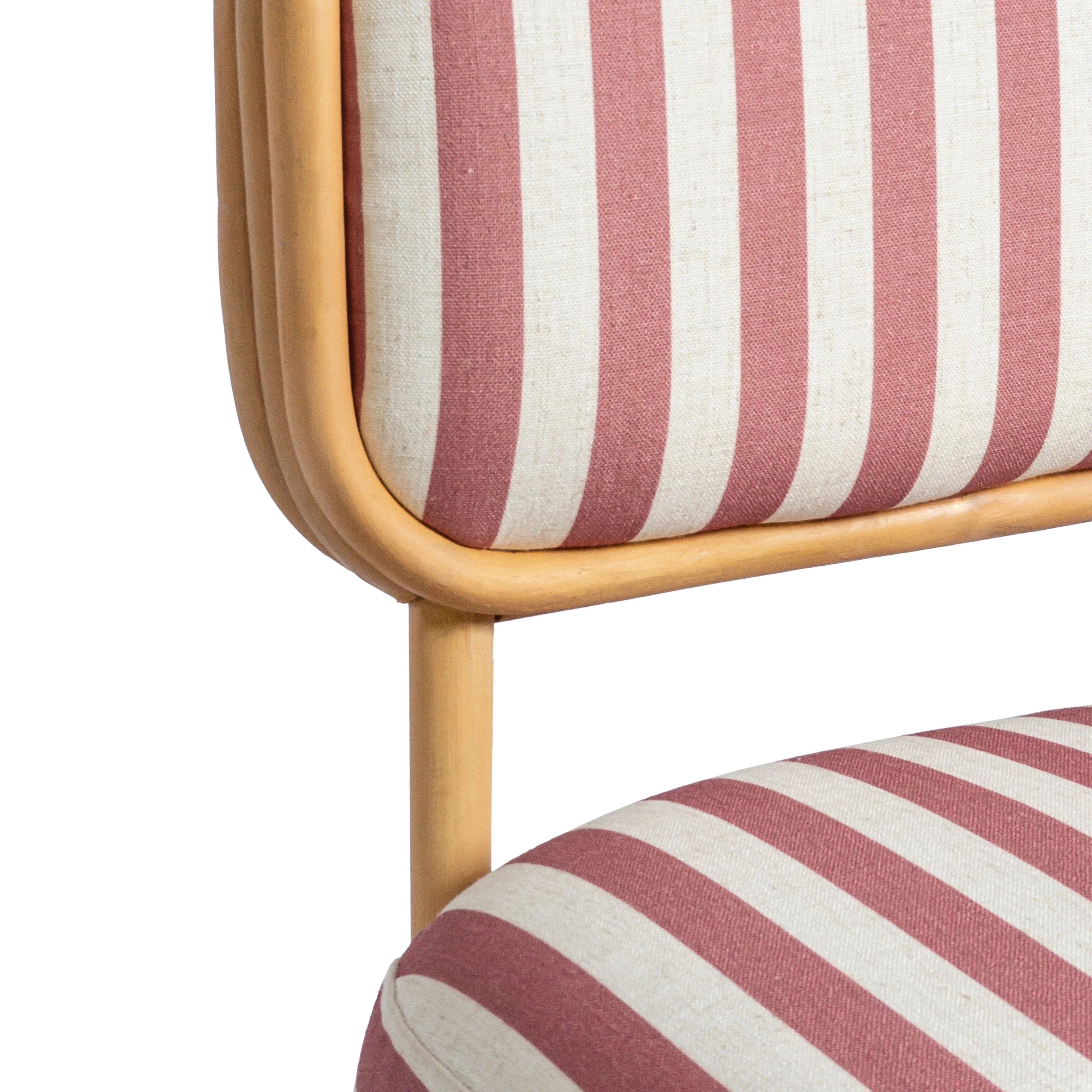 Dorine Striped Performance Linen & Rattan Accent Chair