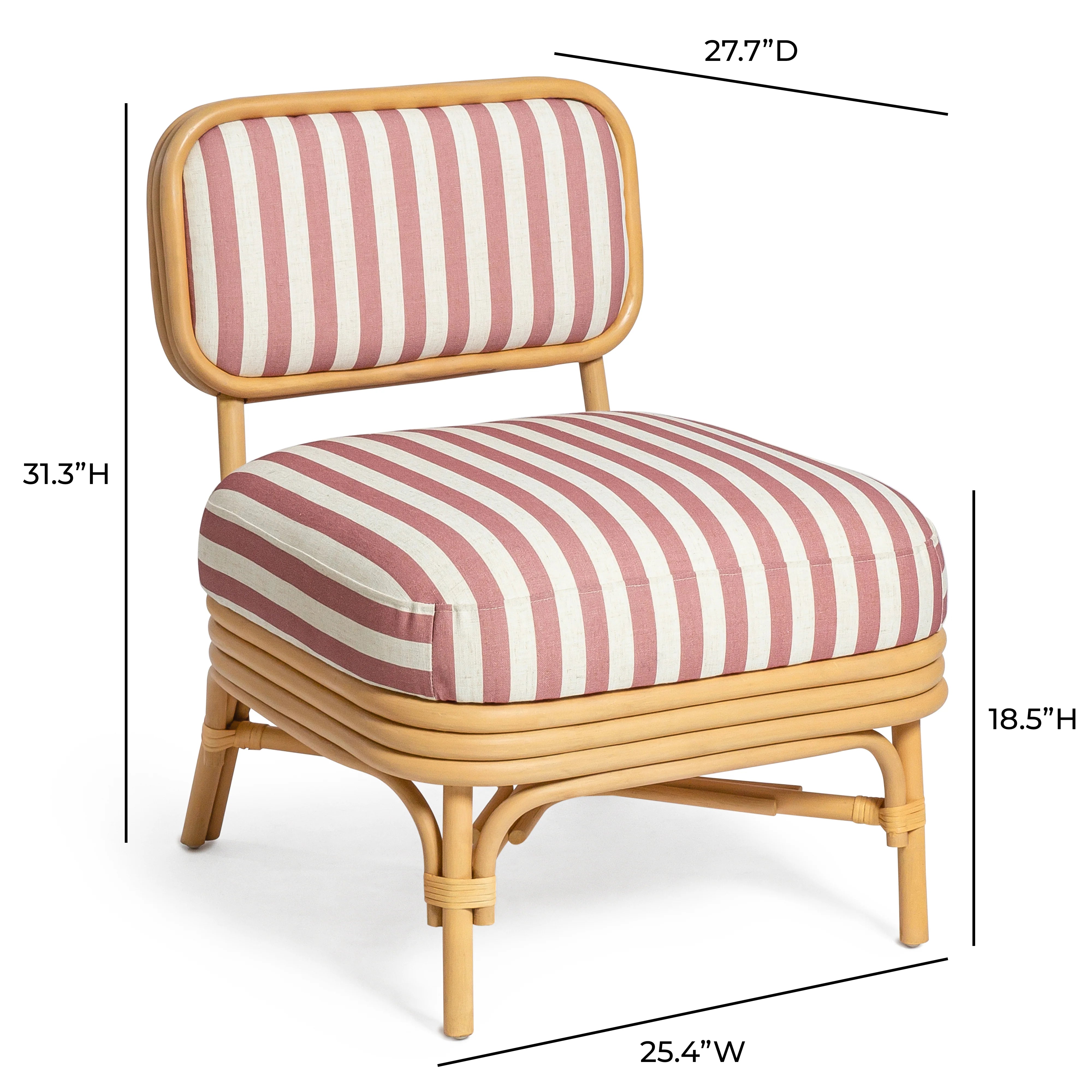 Dorine Striped Performance Linen & Rattan Accent Chair