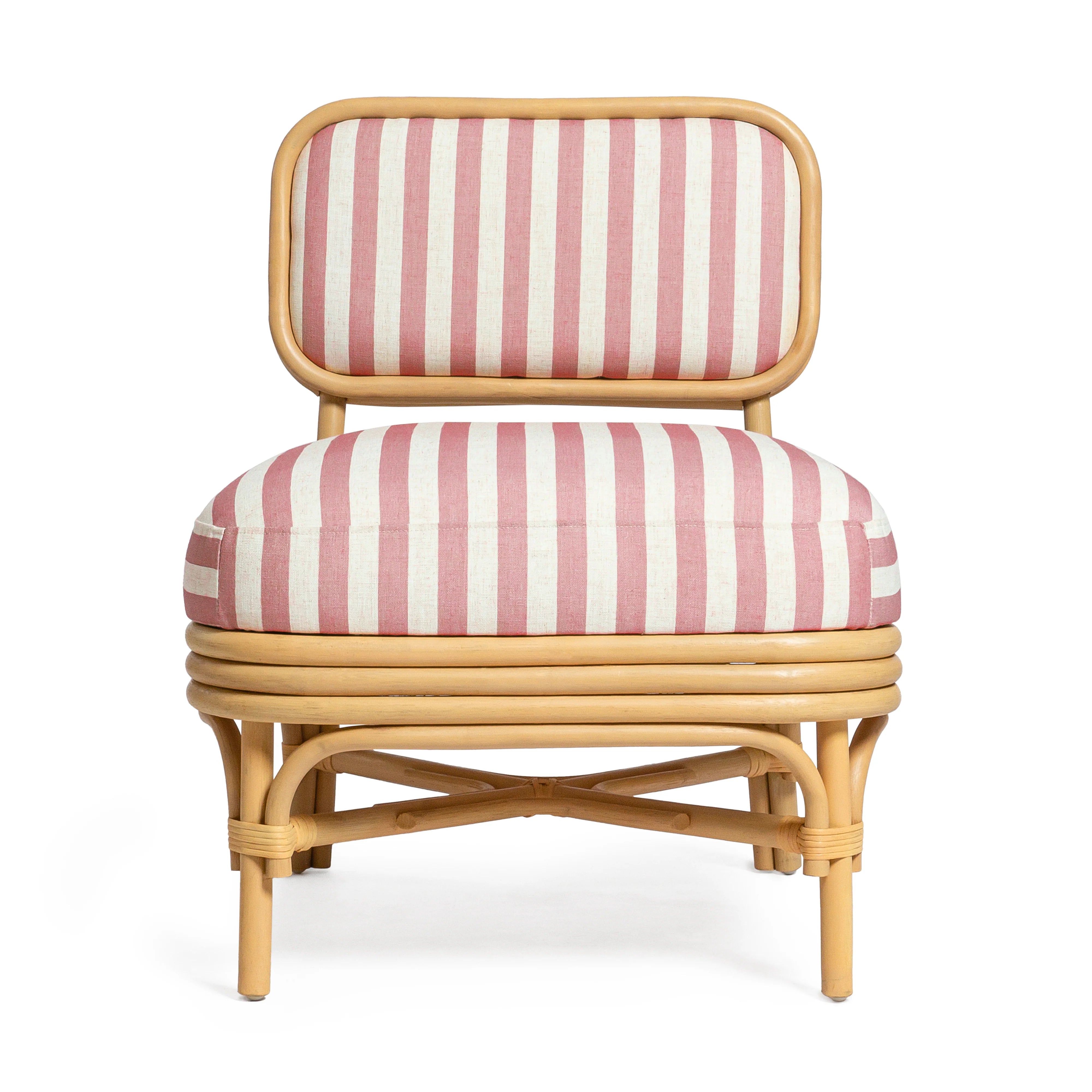 Dorine Striped Performance Linen & Rattan Accent Chair