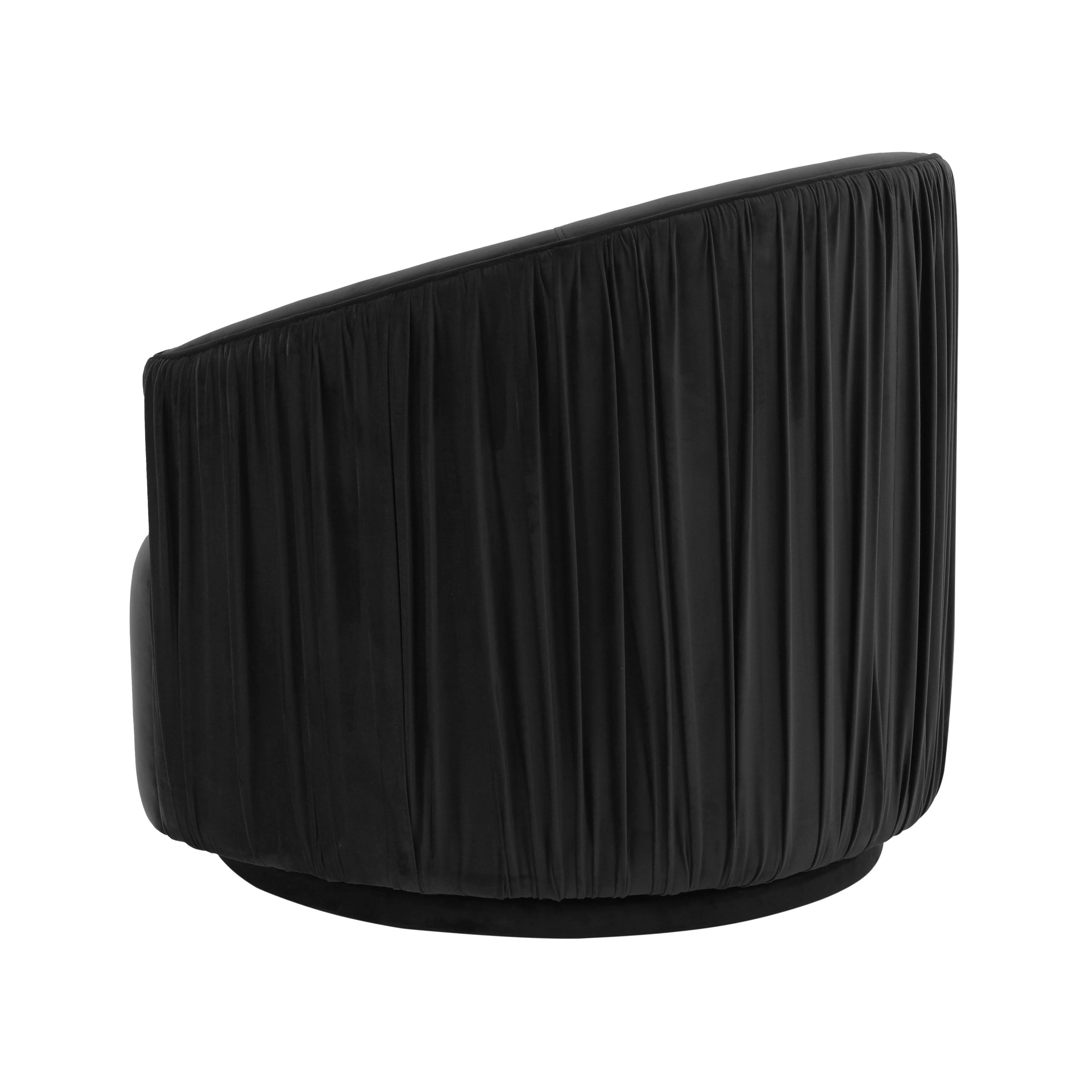 London Pleated Performance Velvet Swivel Accent Chair