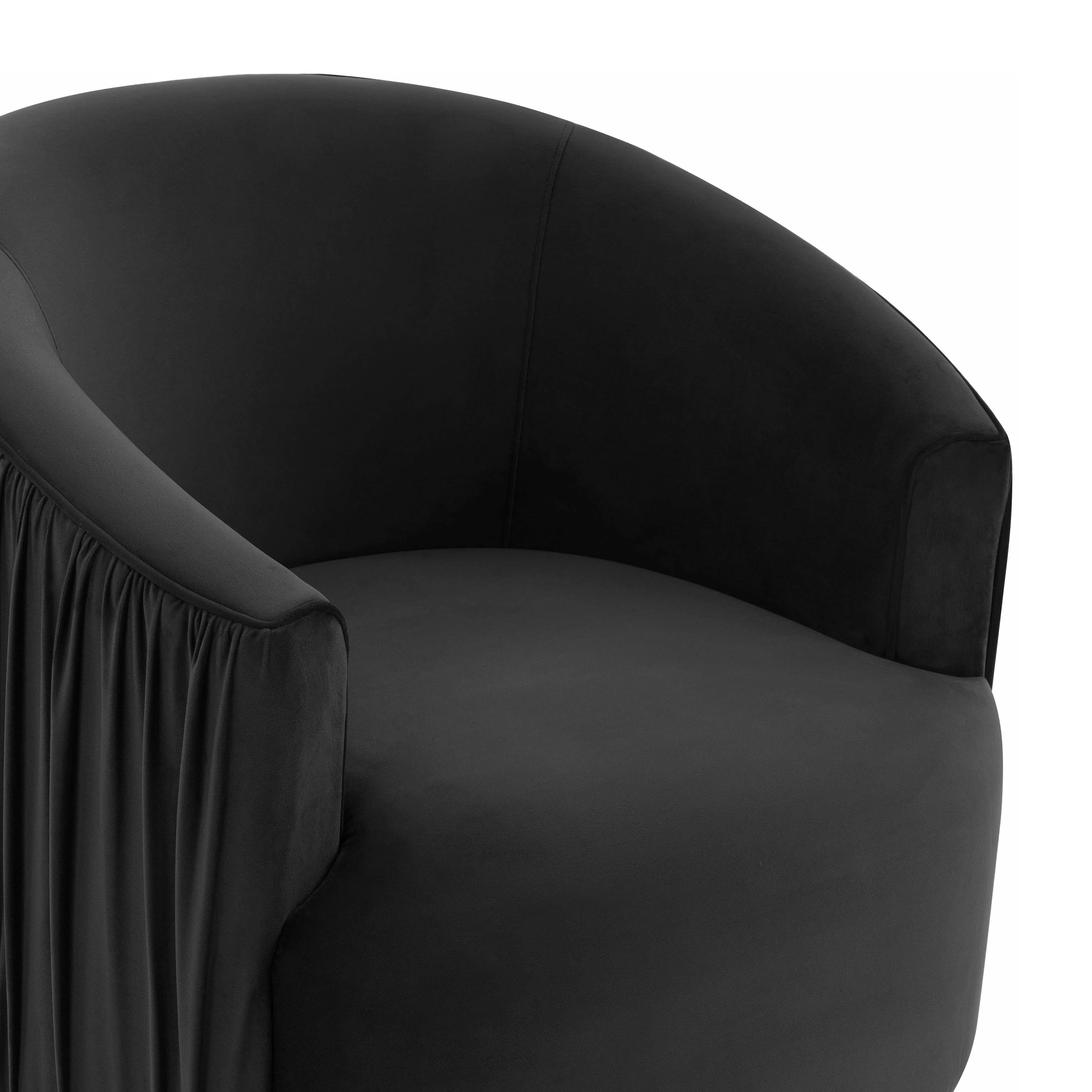 London Pleated Performance Velvet Swivel Accent Chair